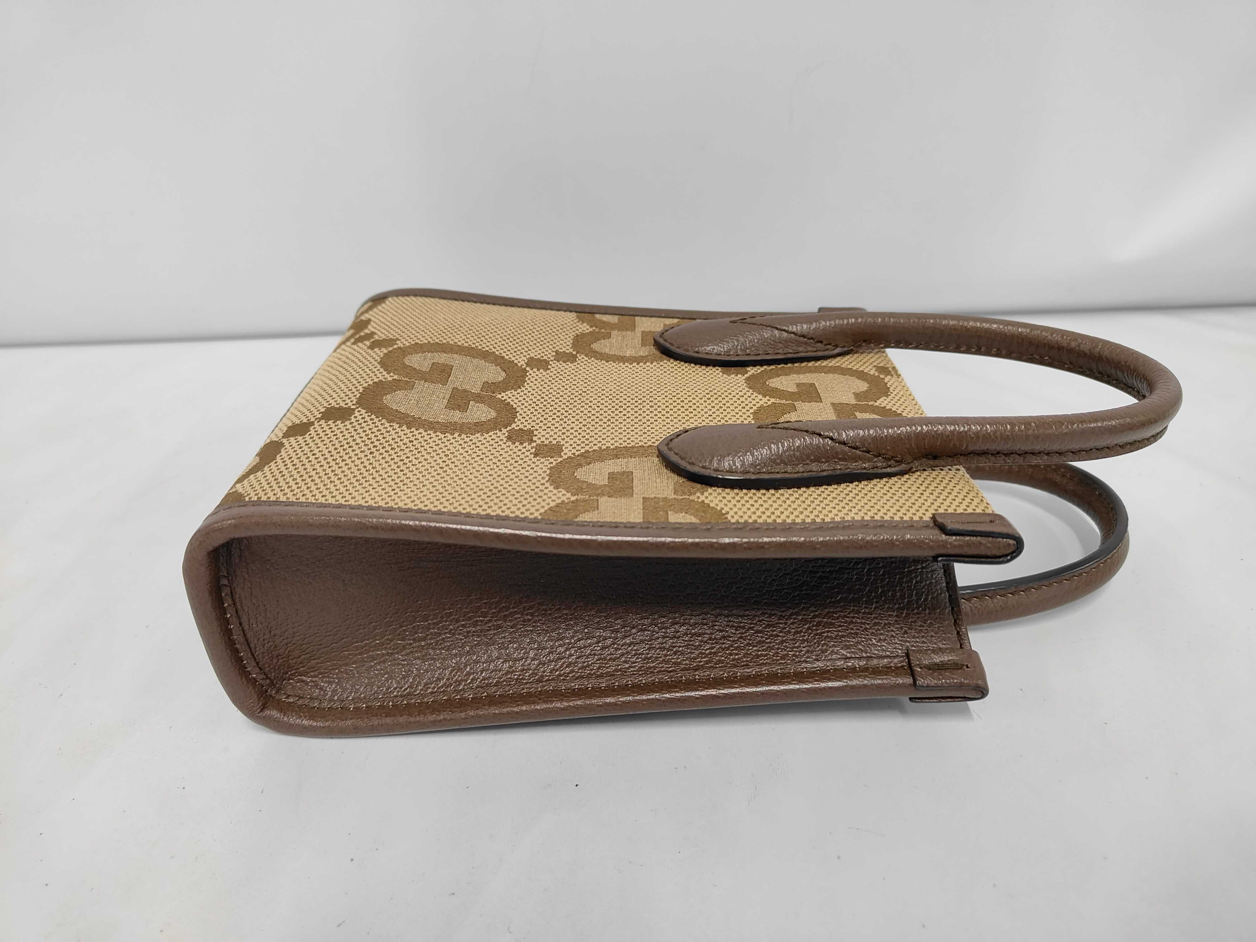 Jumbo GG Canvas x Leather 2-Way Handbag, Beige x Brown, 699406 (Bag) — view 11