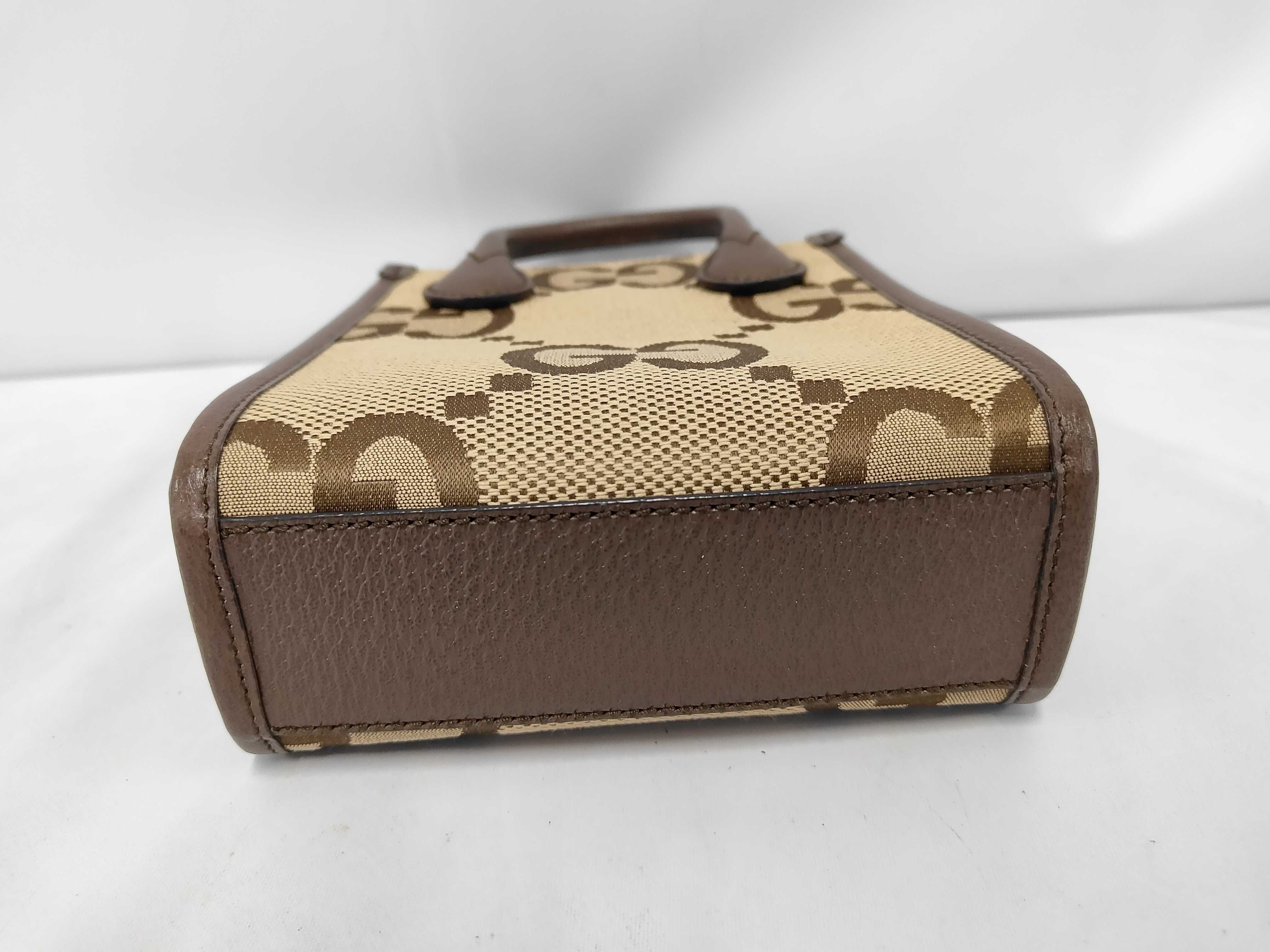 Jumbo GG Canvas x Leather 2-Way Handbag, Beige x Brown, 699406 (Bag) — view 3