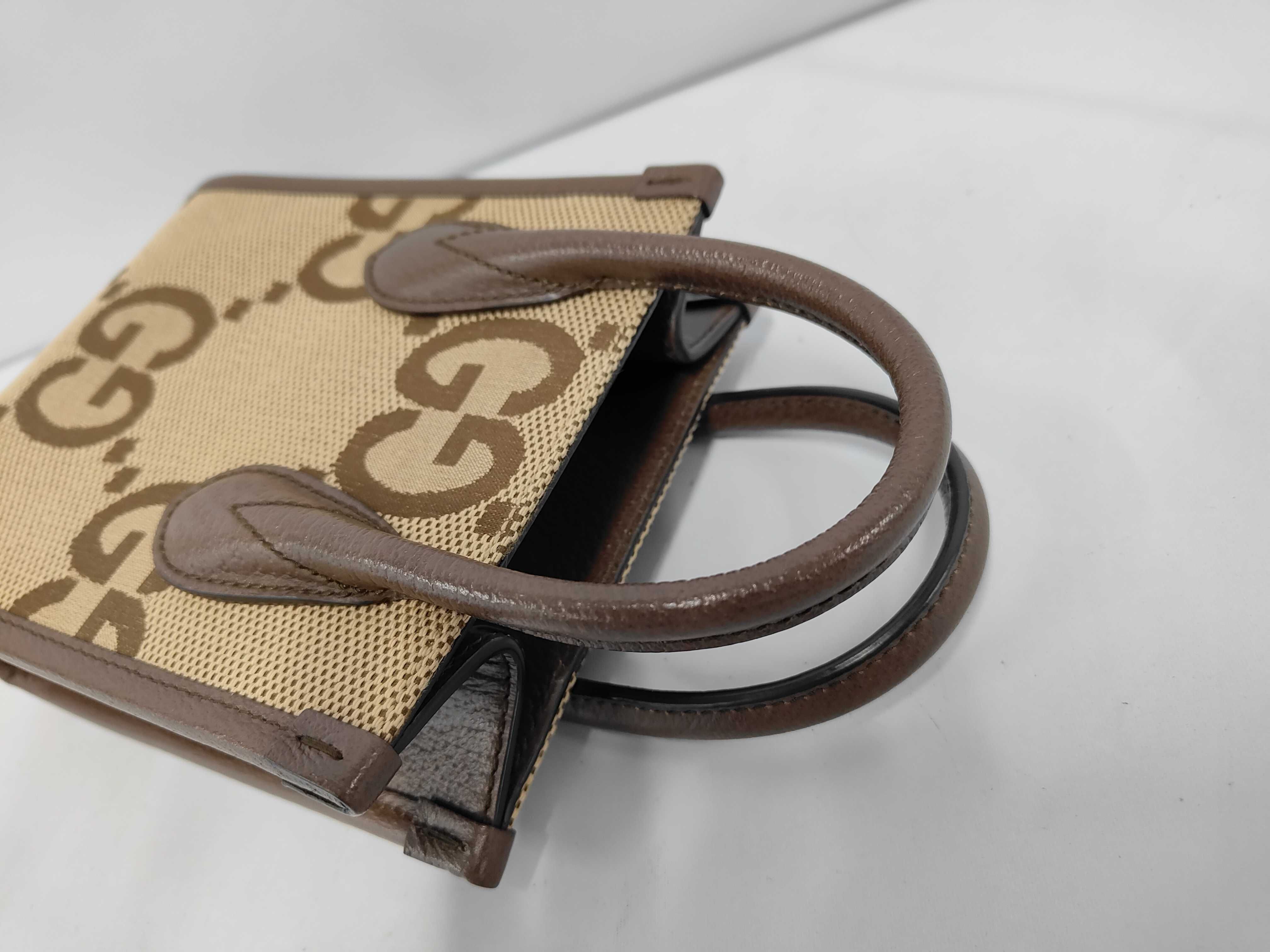 Jumbo GG Canvas x Leather 2-Way Handbag, Beige x Brown, 699406 (Bag) — view 5