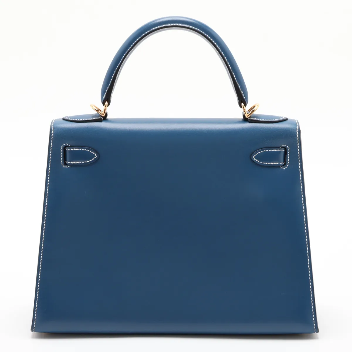 [Individually packaged] Hermes Kelly 28 Sellier Box Calf Blue Thalassa Gold Hardware H:2004 — view 2