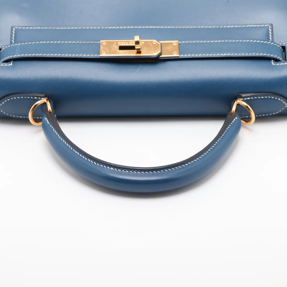 [Individually packaged] Hermes Kelly 28 Sellier Box Calf Blue Thalassa Gold Hardware H:2004 — view 5