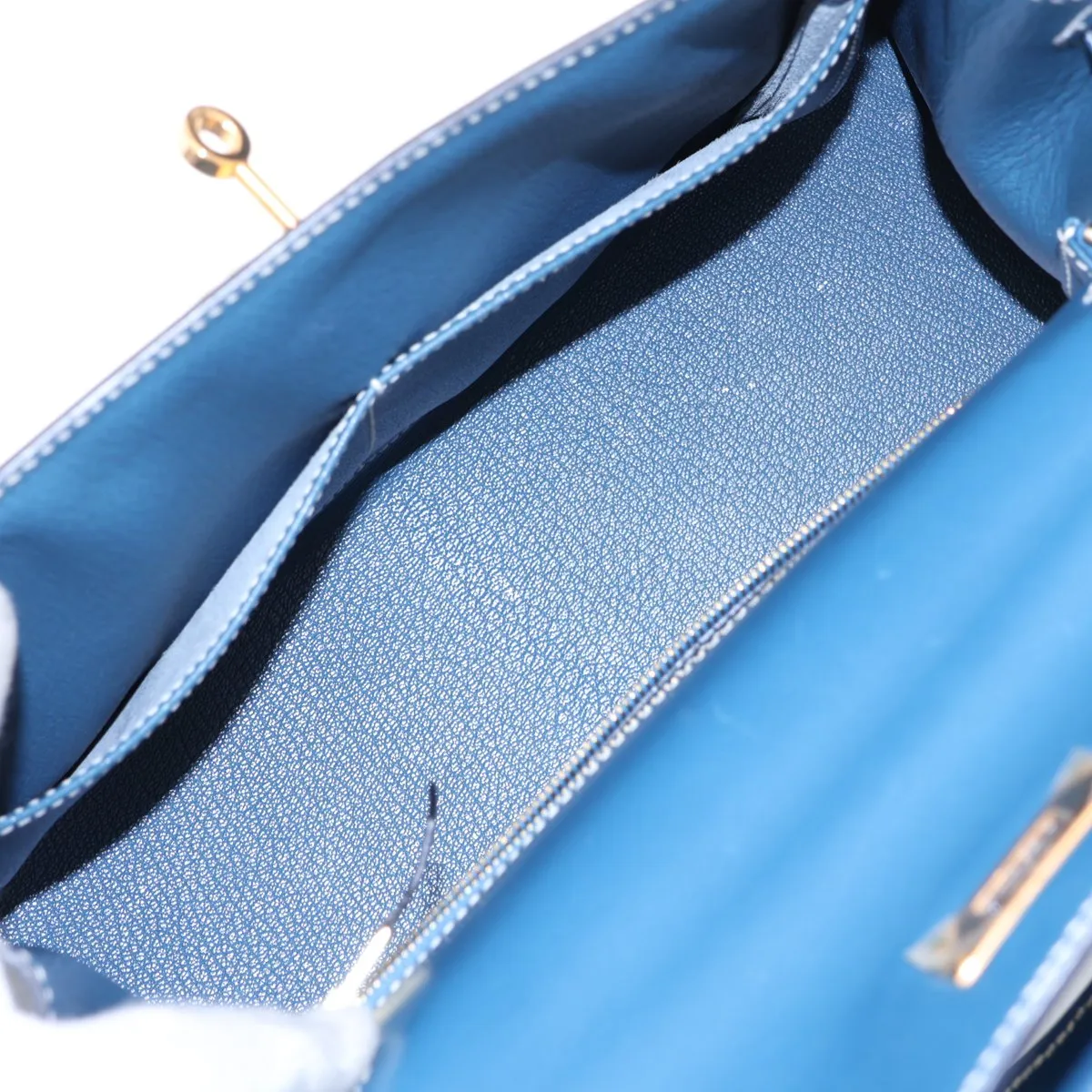 [Individually packaged] Hermes Kelly 28 Sellier Box Calf Blue Thalassa Gold Hardware H:2004 — view 8