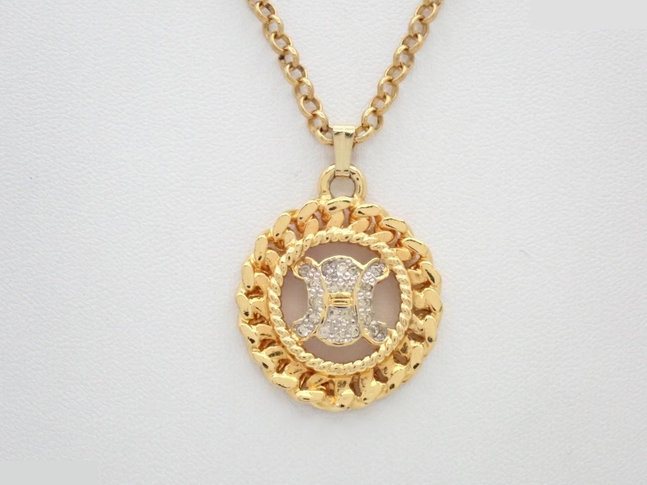 Triomphe rhinestone gold necklace, chain approximately 48cm