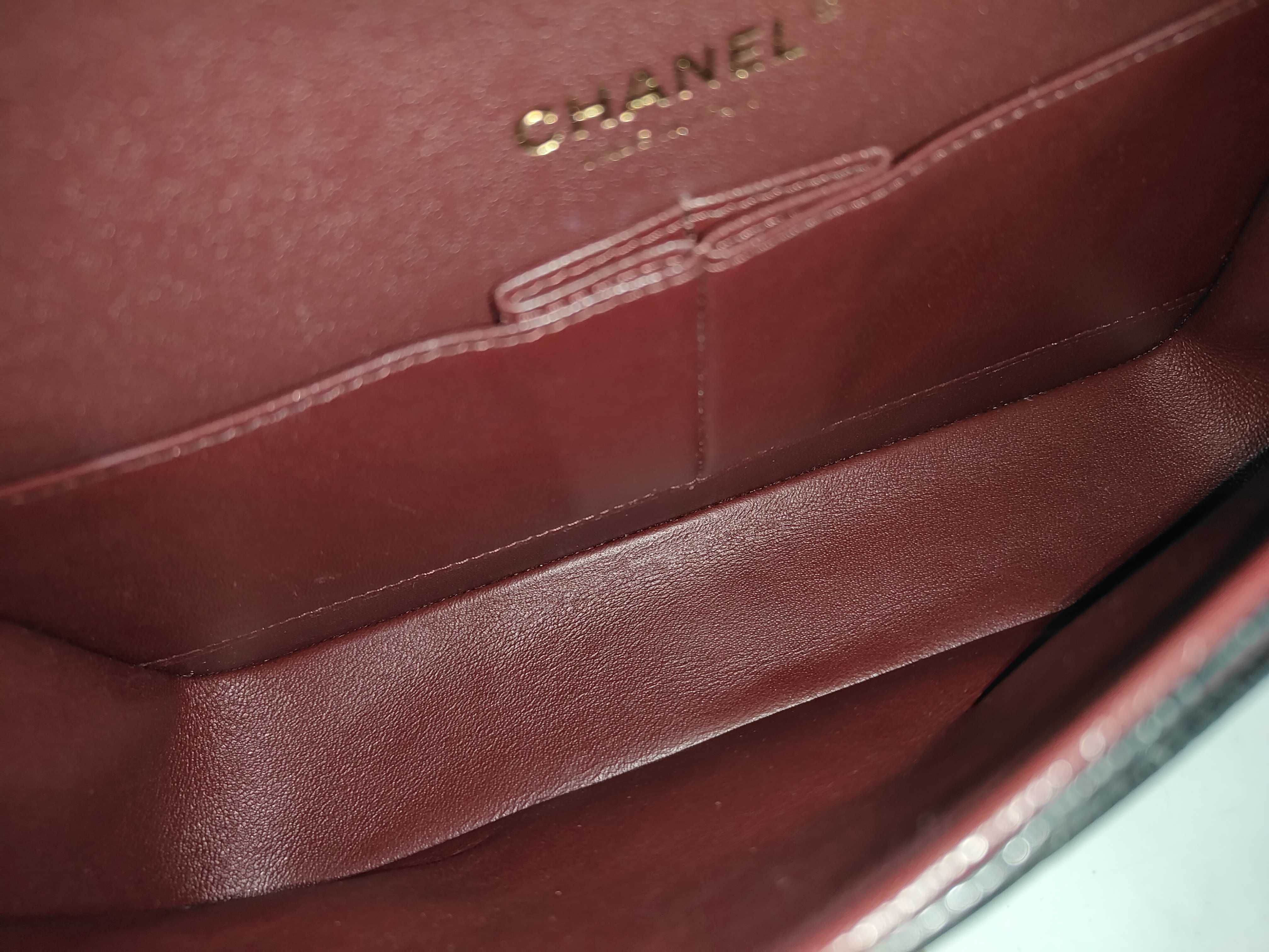 Classic Flap Black Quilted Caviar Skin Medium Shoulder Bag with Gold Hardware, Item No. 28, with Card — view 9