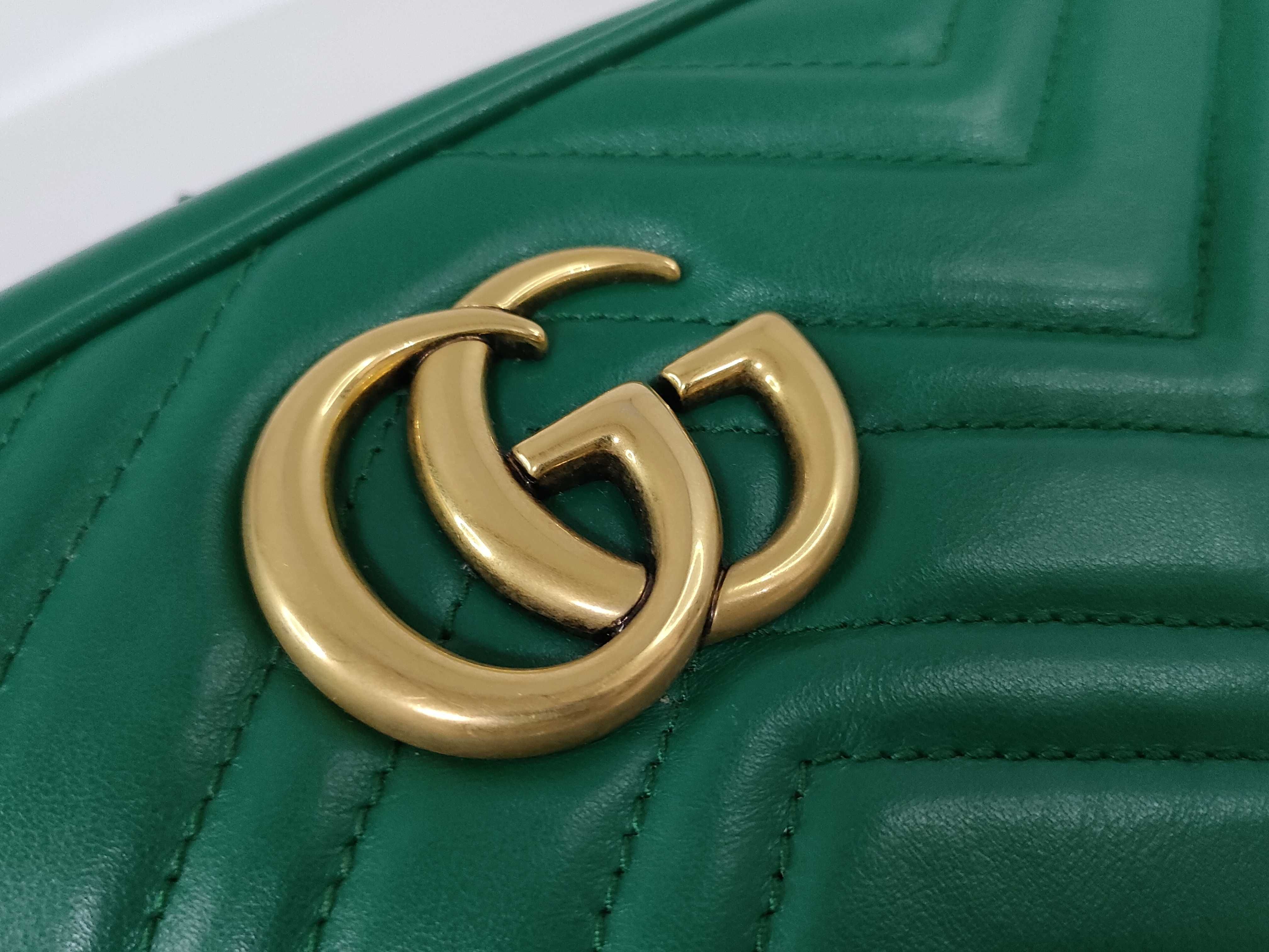 GG Marmont Quilted Camera Bag Shoulder Bag Green Shoulder Bag — view 14