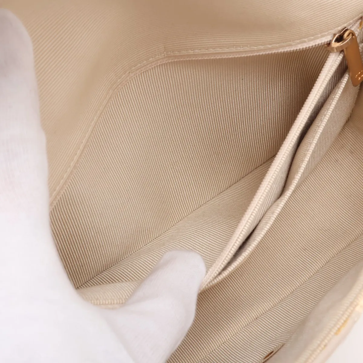 [Individually packaged] Chanel Coco Mark Canvas x Tweed x Patent Leather Single Flap Double Chain Bag Beige Silver Hardware 25801452 (Serial No. 25) — view 8