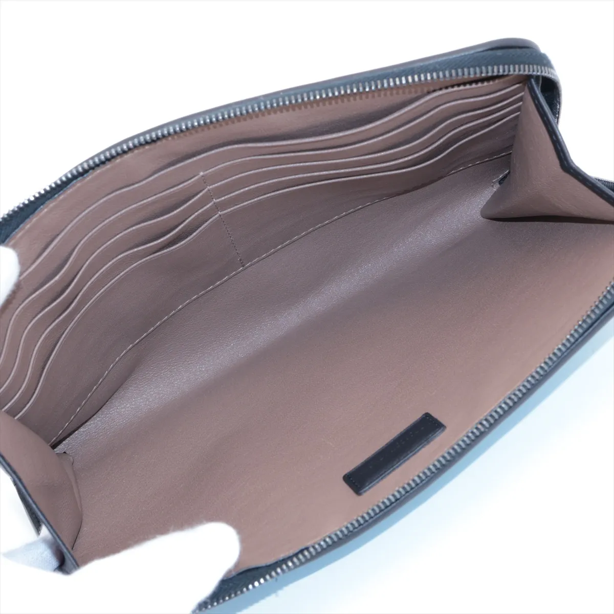 Intrecciato Leather Pouch, Blue — view 3