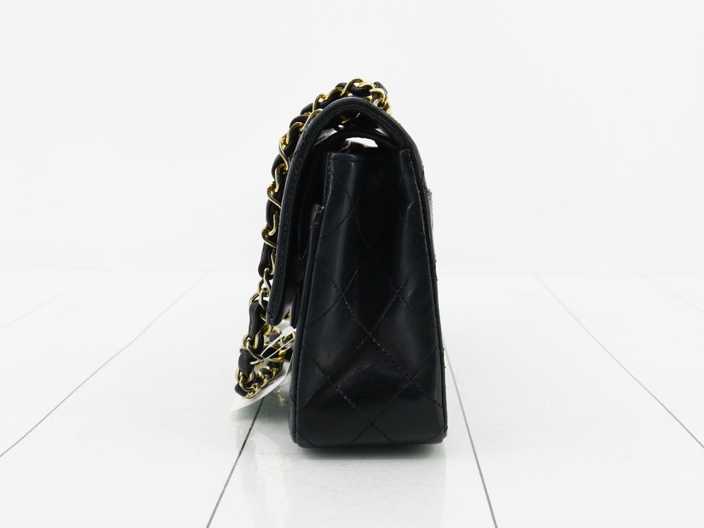 Matelassé Chain Shoulder Bag, Black — view 3