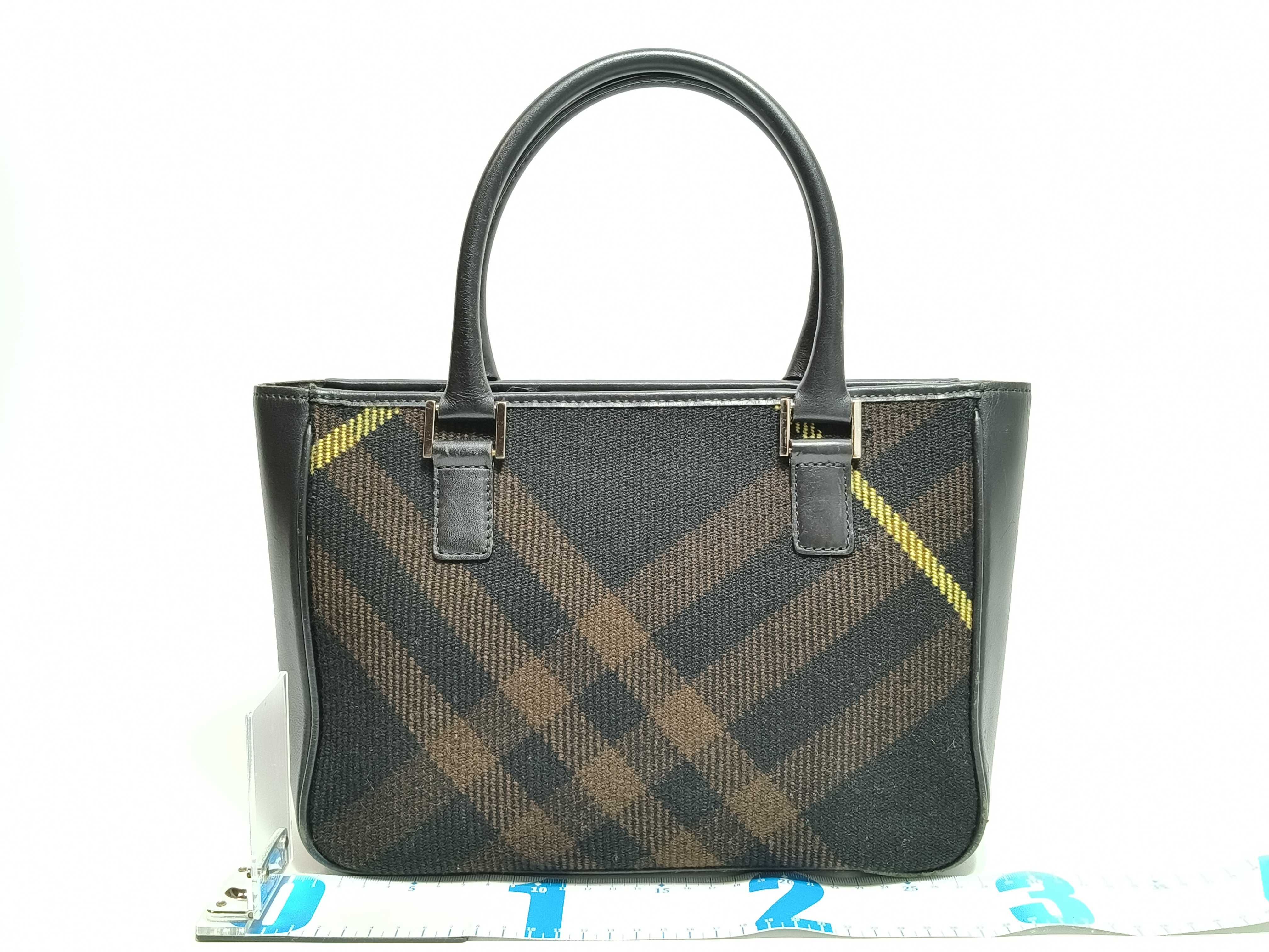 Wool Check Pattern Handbag Tote Bag — view 2