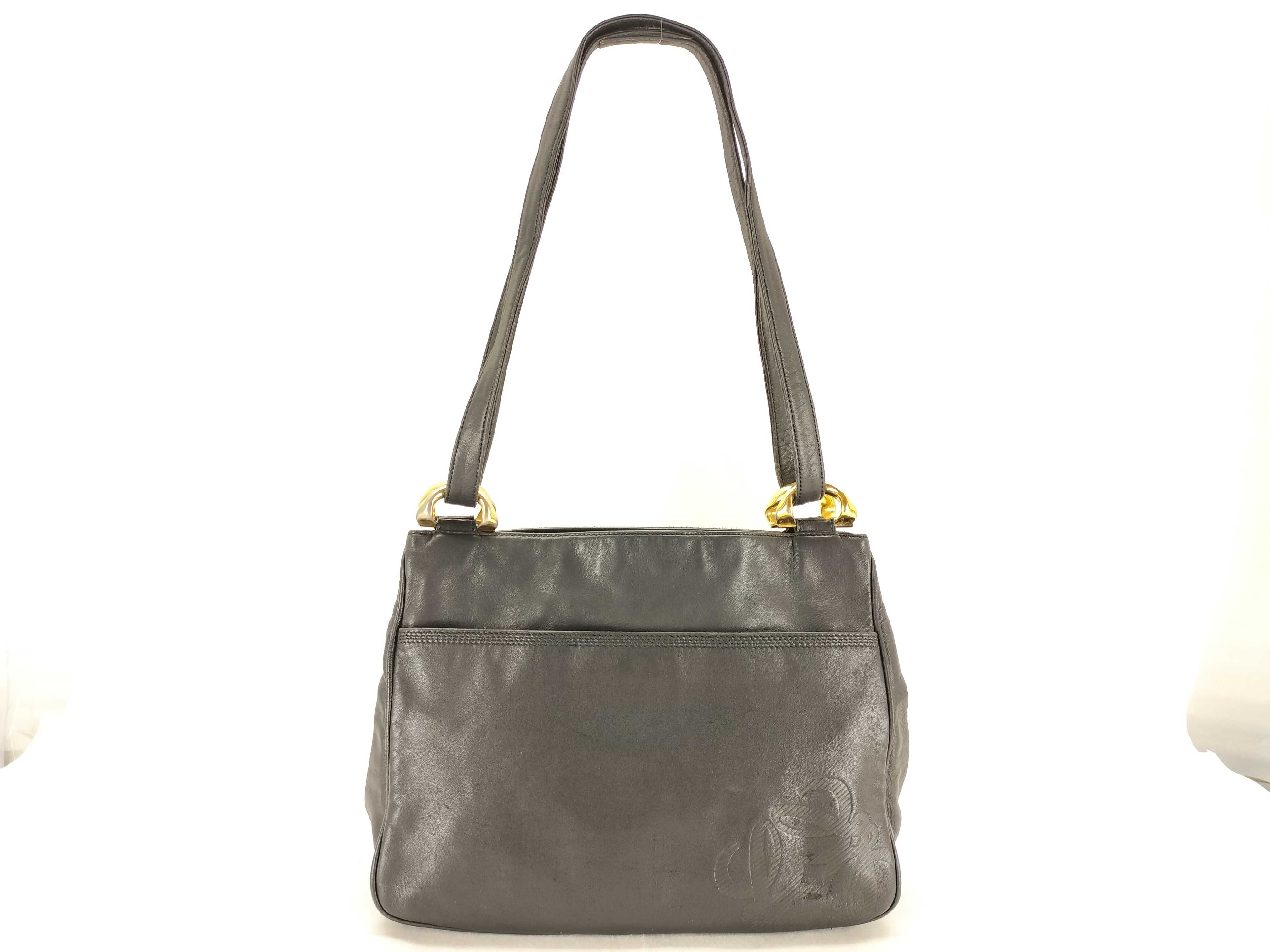 shoulder bag, Anagram design, leather, black.