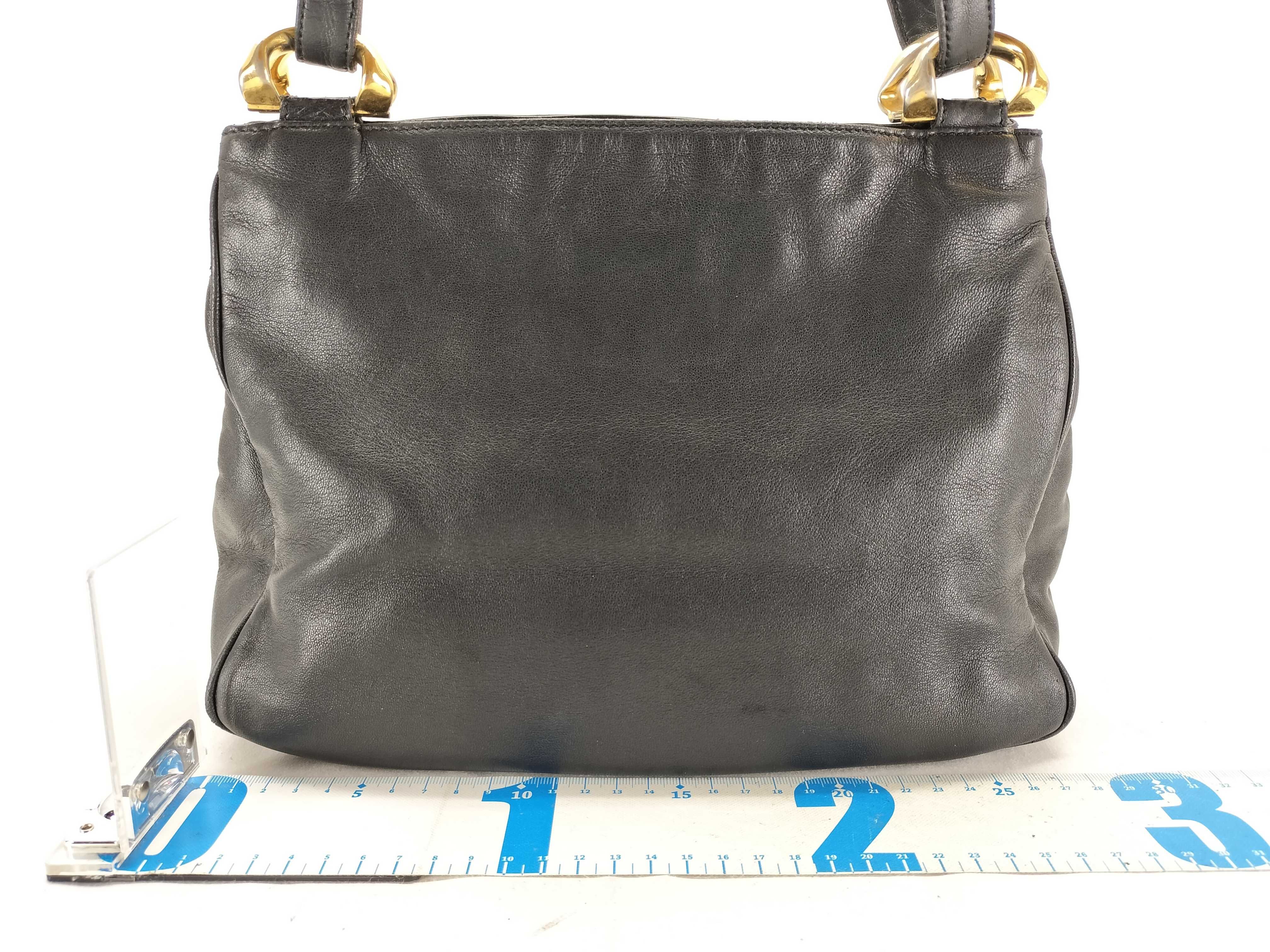 shoulder bag, Anagram design, leather, black. — view 2