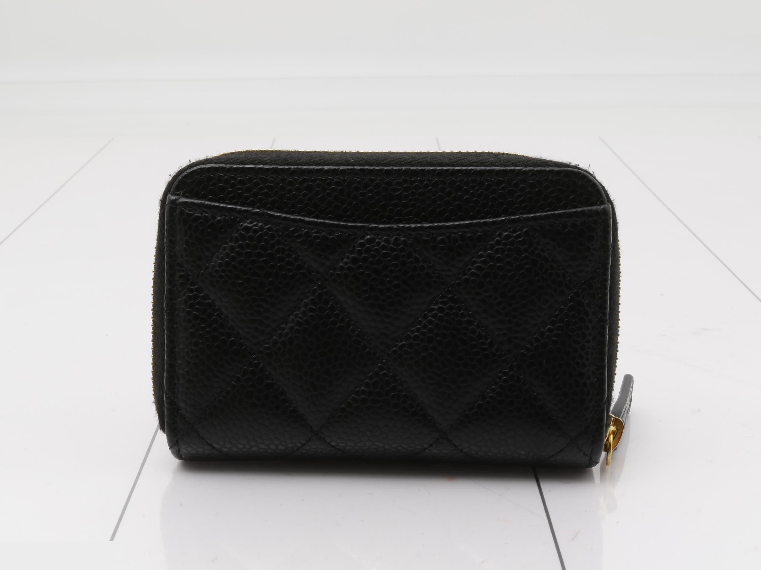 Classic zip coin purse caviar skin coin case — view 2