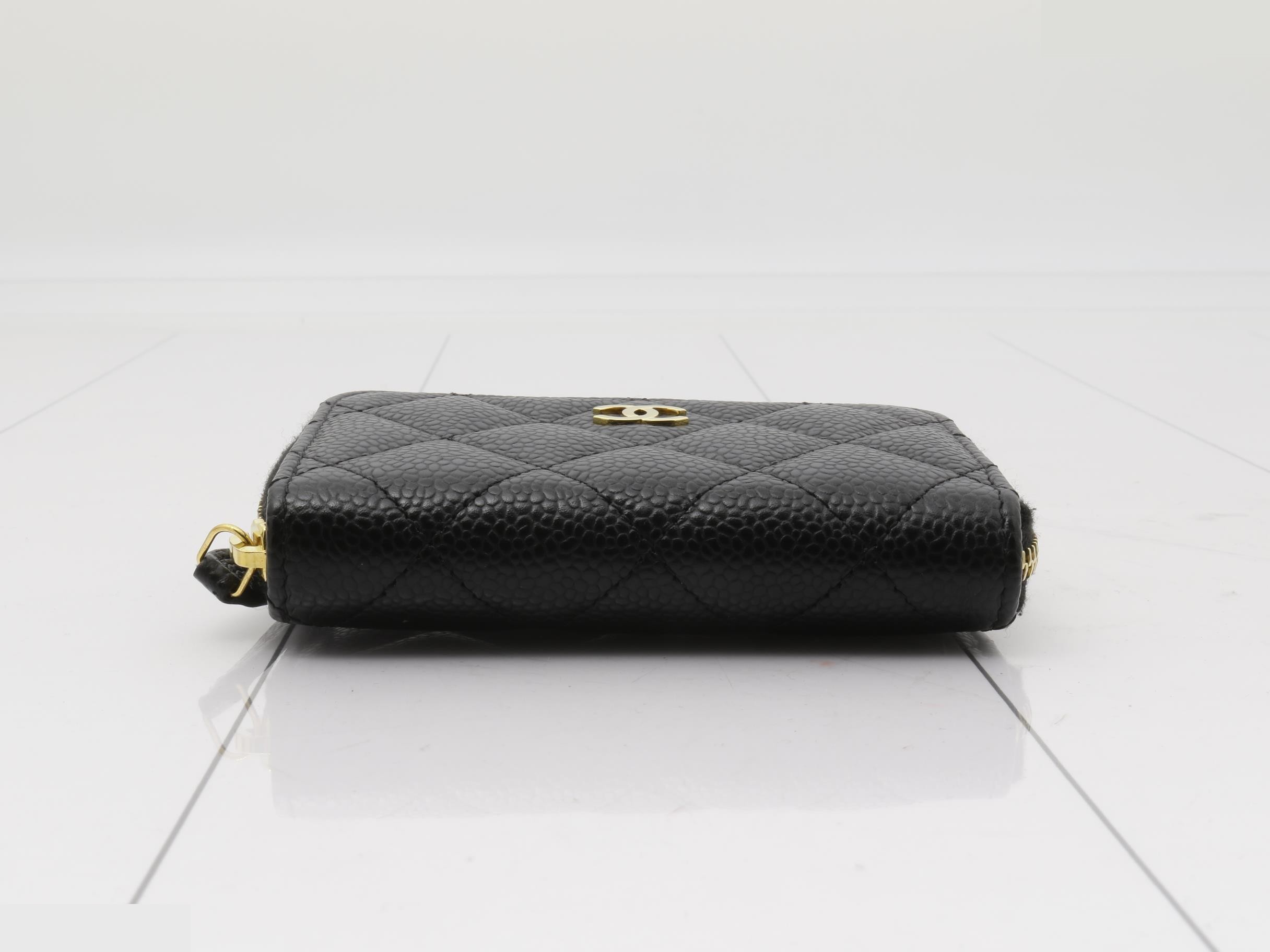 Classic zip coin purse caviar skin coin case — view 3