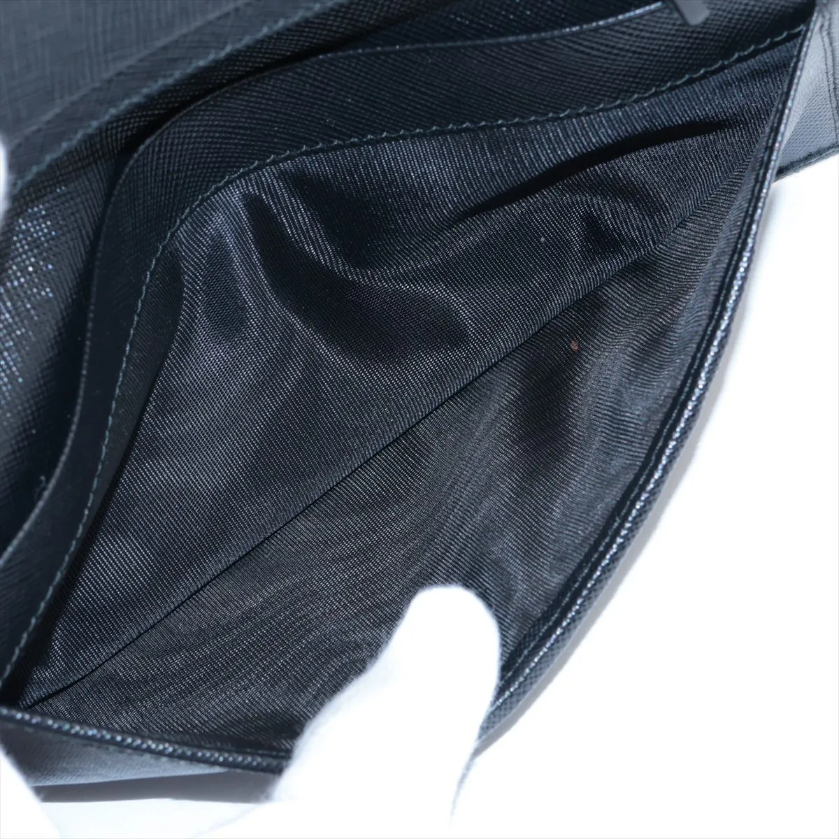 Saffiano Leather Long Wallet, Black — view 4