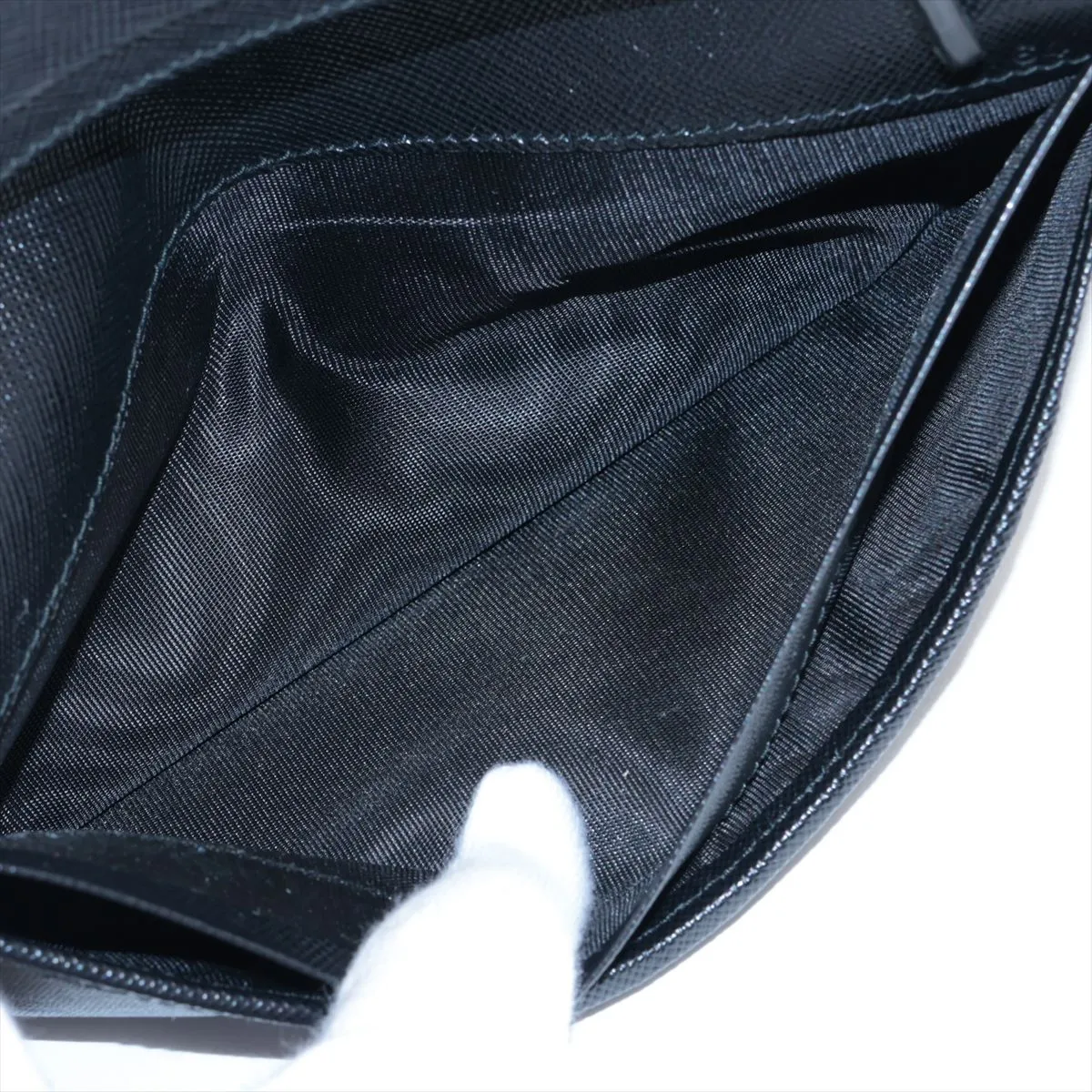 Saffiano Leather Long Wallet, Black — view 5