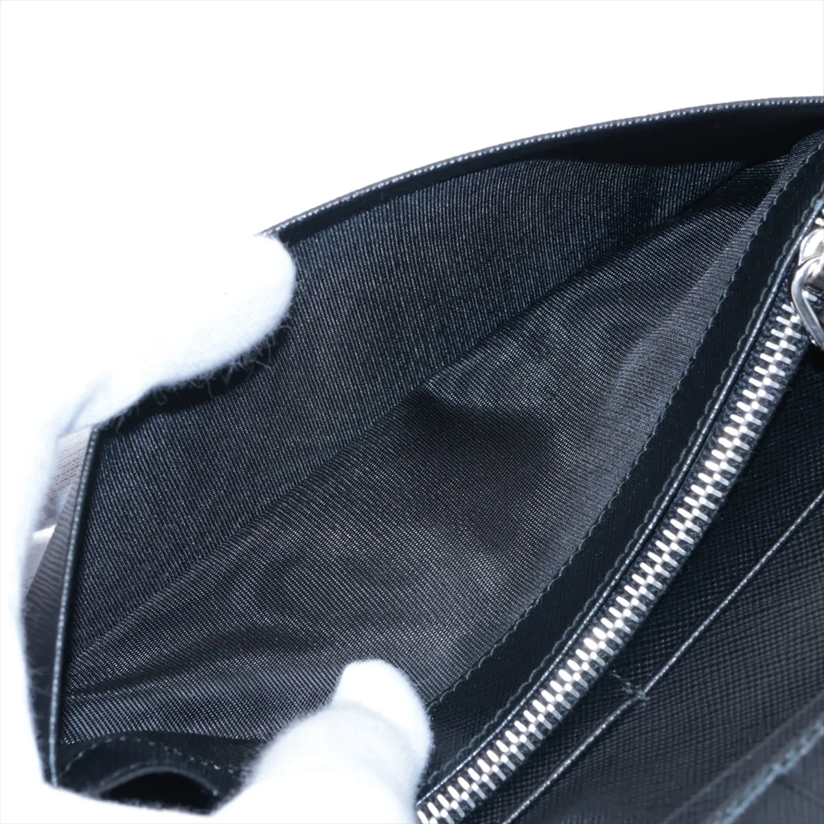Saffiano Leather Long Wallet, Black — view 8