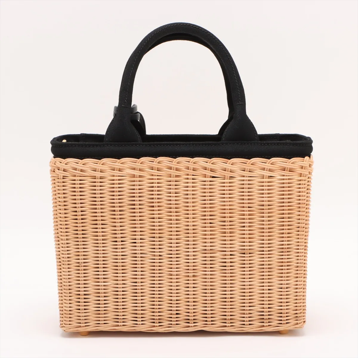 Canapa Wicker Rattan 2WAY Handbag Beige x Black 1BG835 — view 2