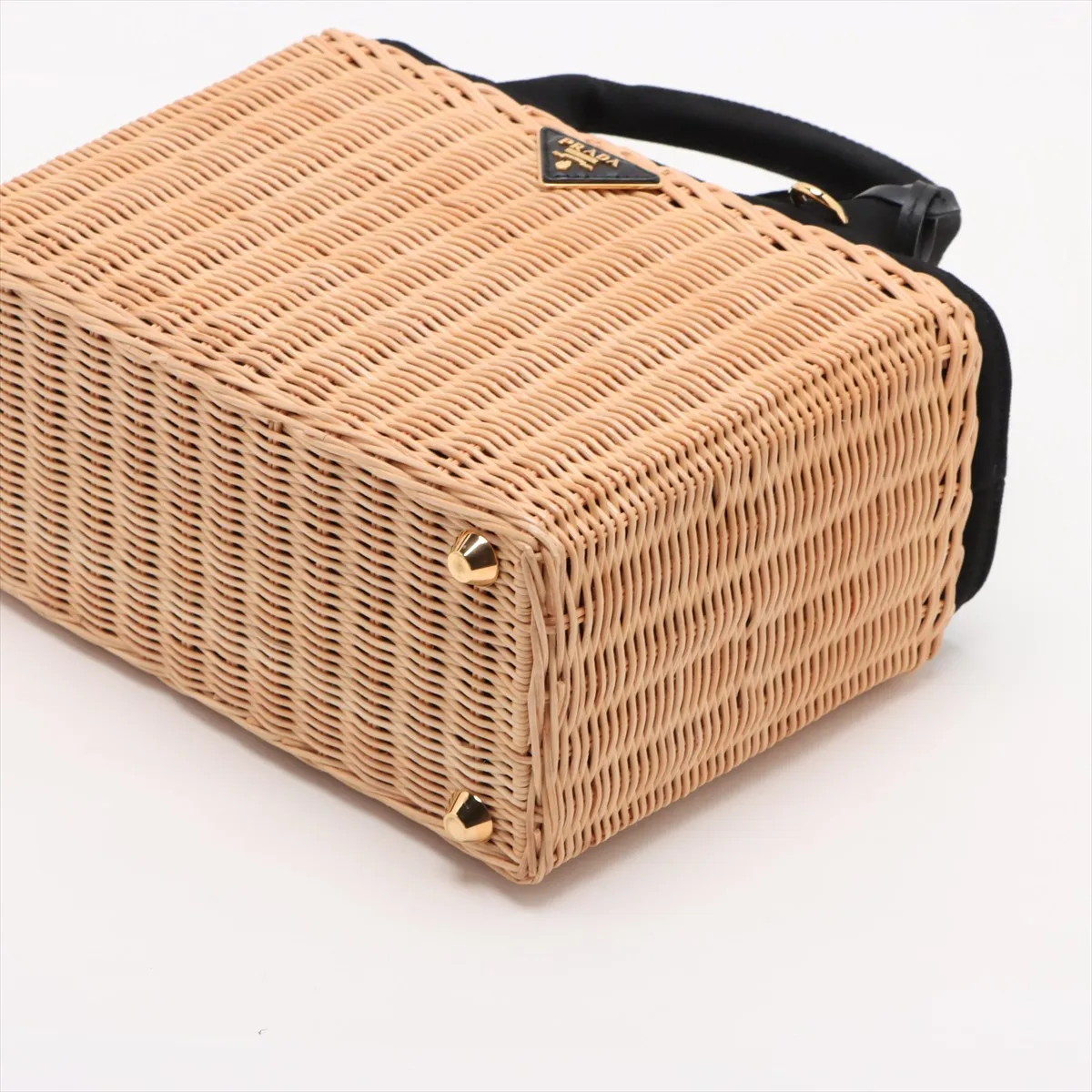Canapa Wicker Rattan 2WAY Handbag Beige x Black 1BG835 — view 3