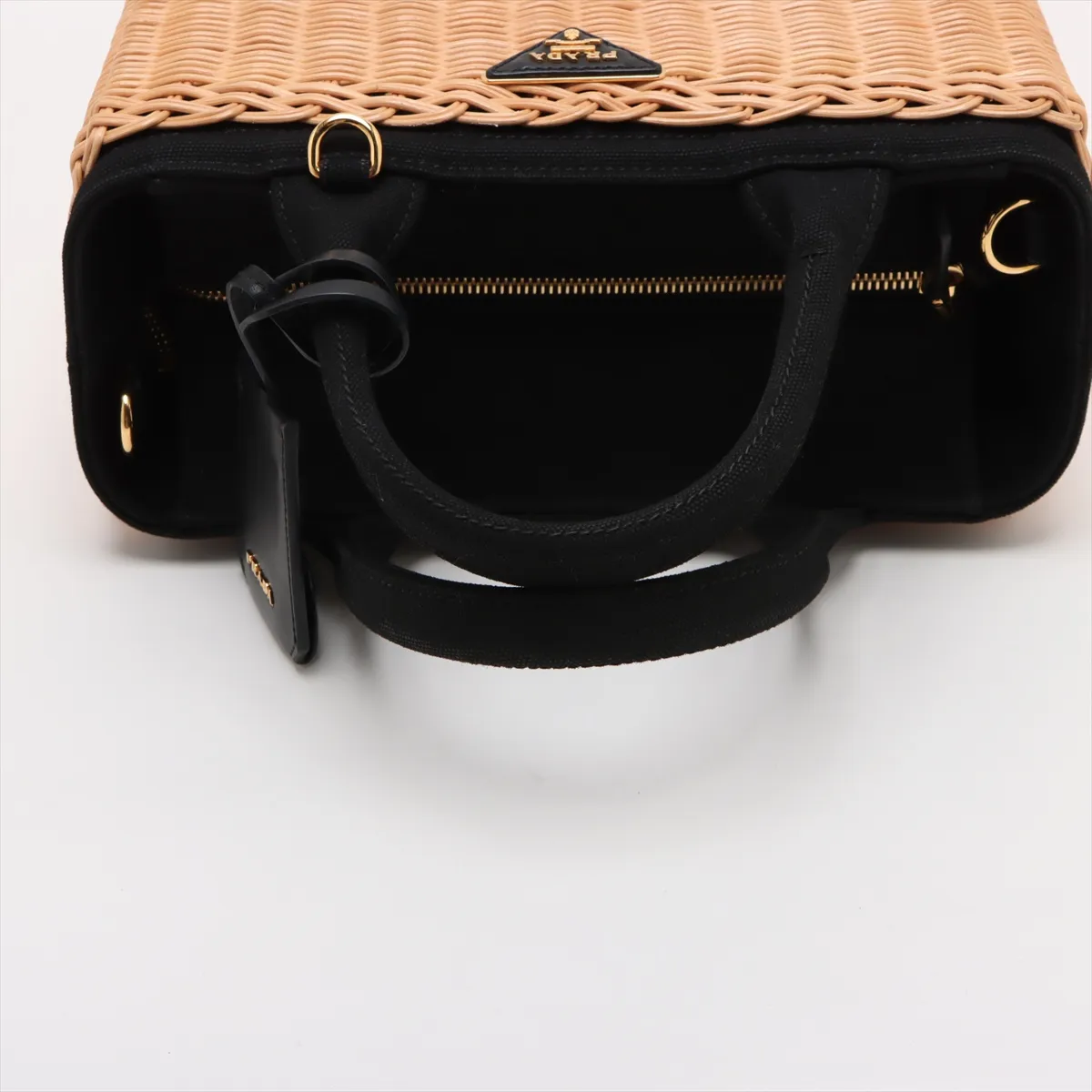 Canapa Wicker Rattan 2WAY Handbag Beige x Black 1BG835 — view 5