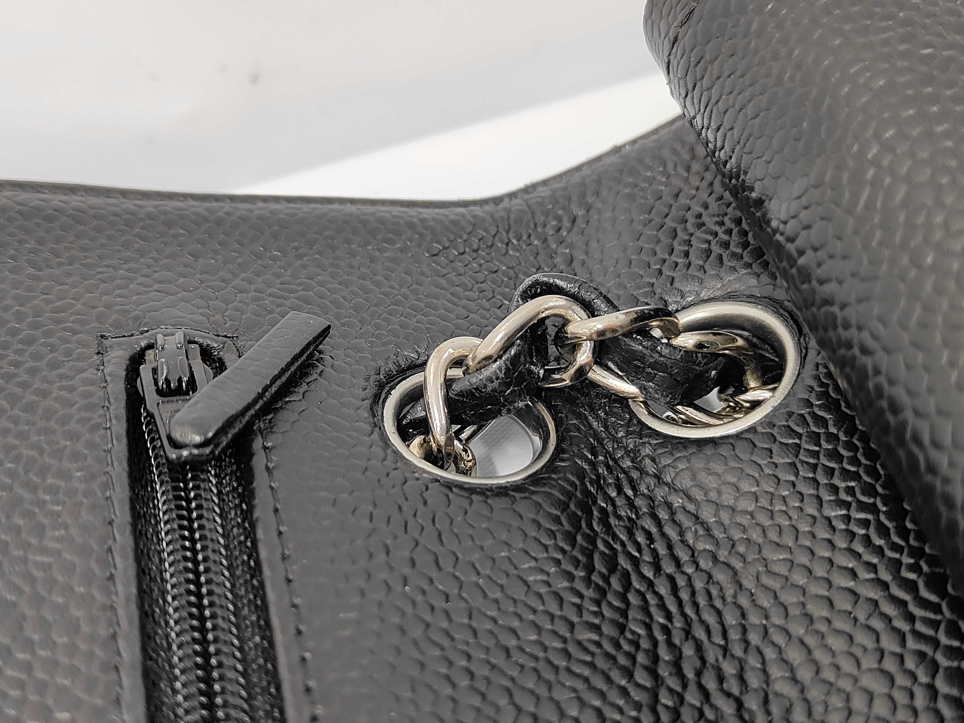 CF Black x Silver Hardware Calfskin Quilted Shoulder Bag — view 11