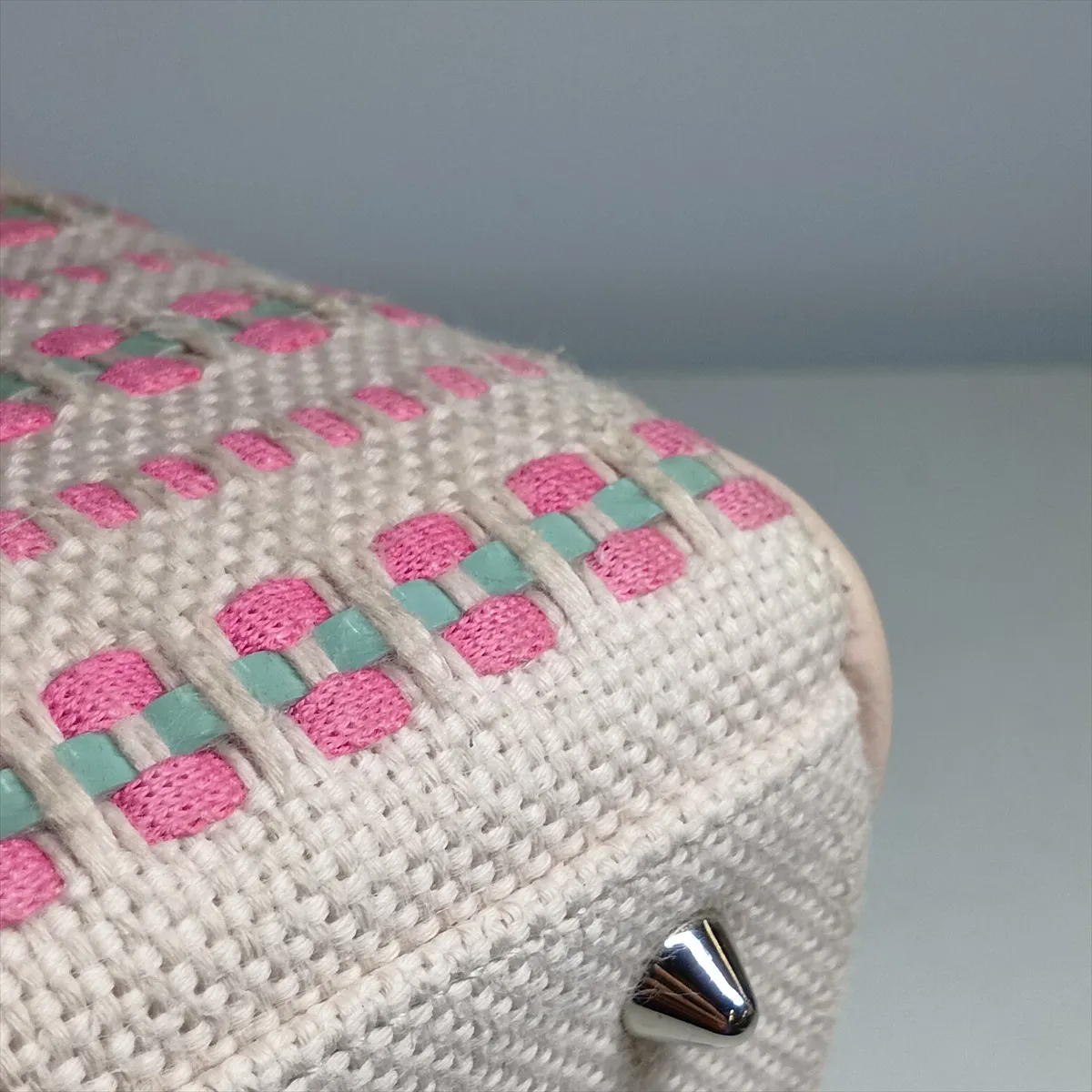 Lady Dior Canvas x Leather x Sequin 2-Way Handbag Pink x Blue — view 14