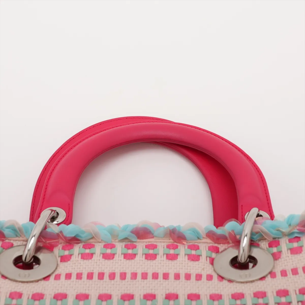 Lady Dior Canvas x Leather x Sequin 2-Way Handbag Pink x Blue — view 6