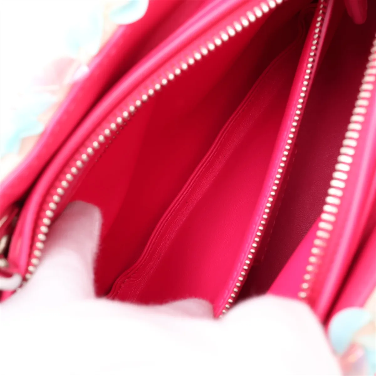 Lady Dior Canvas x Leather x Sequin 2-Way Handbag Pink x Blue — view 9