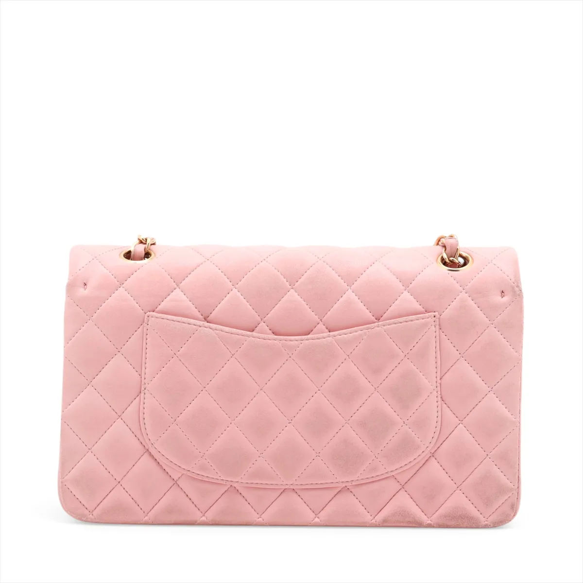 Matelassé 25 Lambskin Double Flap Double Chain Bag Pink Gold Hardware A01112 — view 2