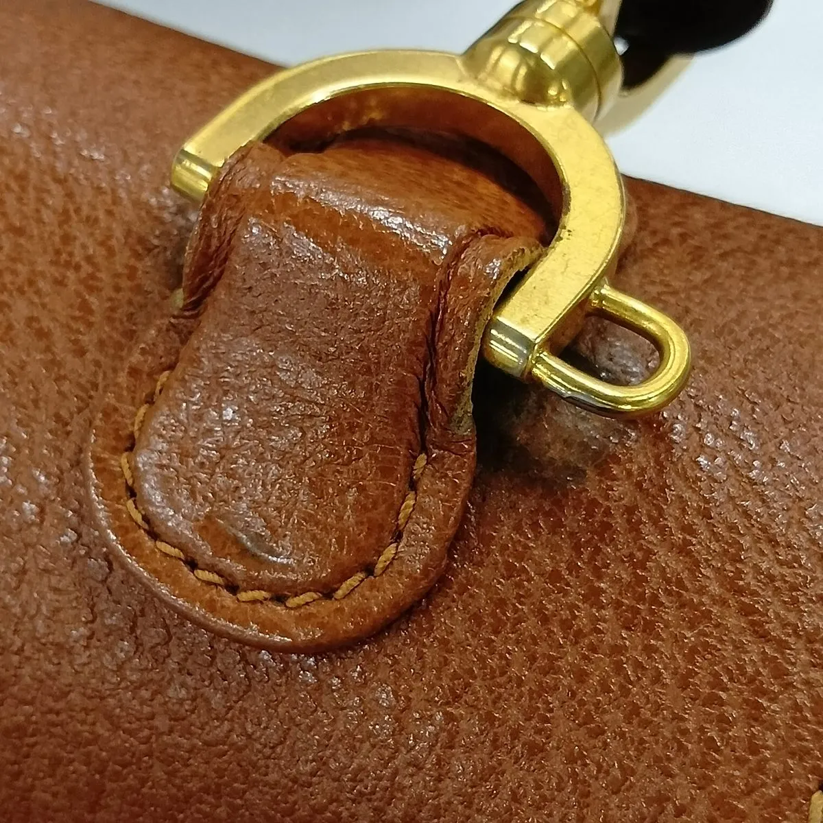Old Gucci Bamboo Leather 2-Way Handbag, Brown, with Mirror — view 12
