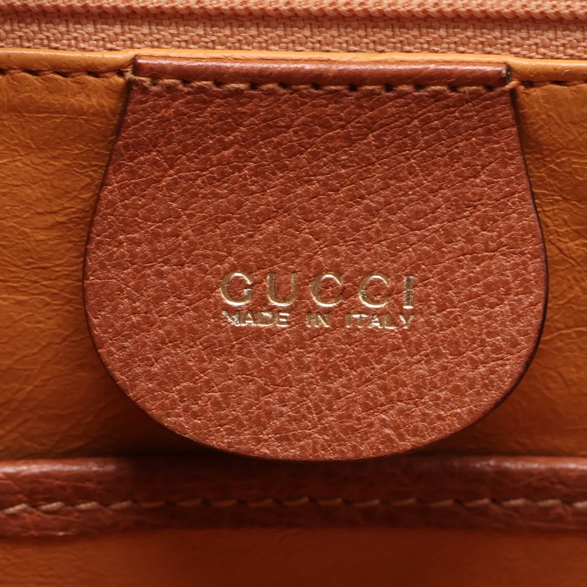 Old Gucci Bamboo Leather 2-Way Handbag, Brown, with Mirror — view 10