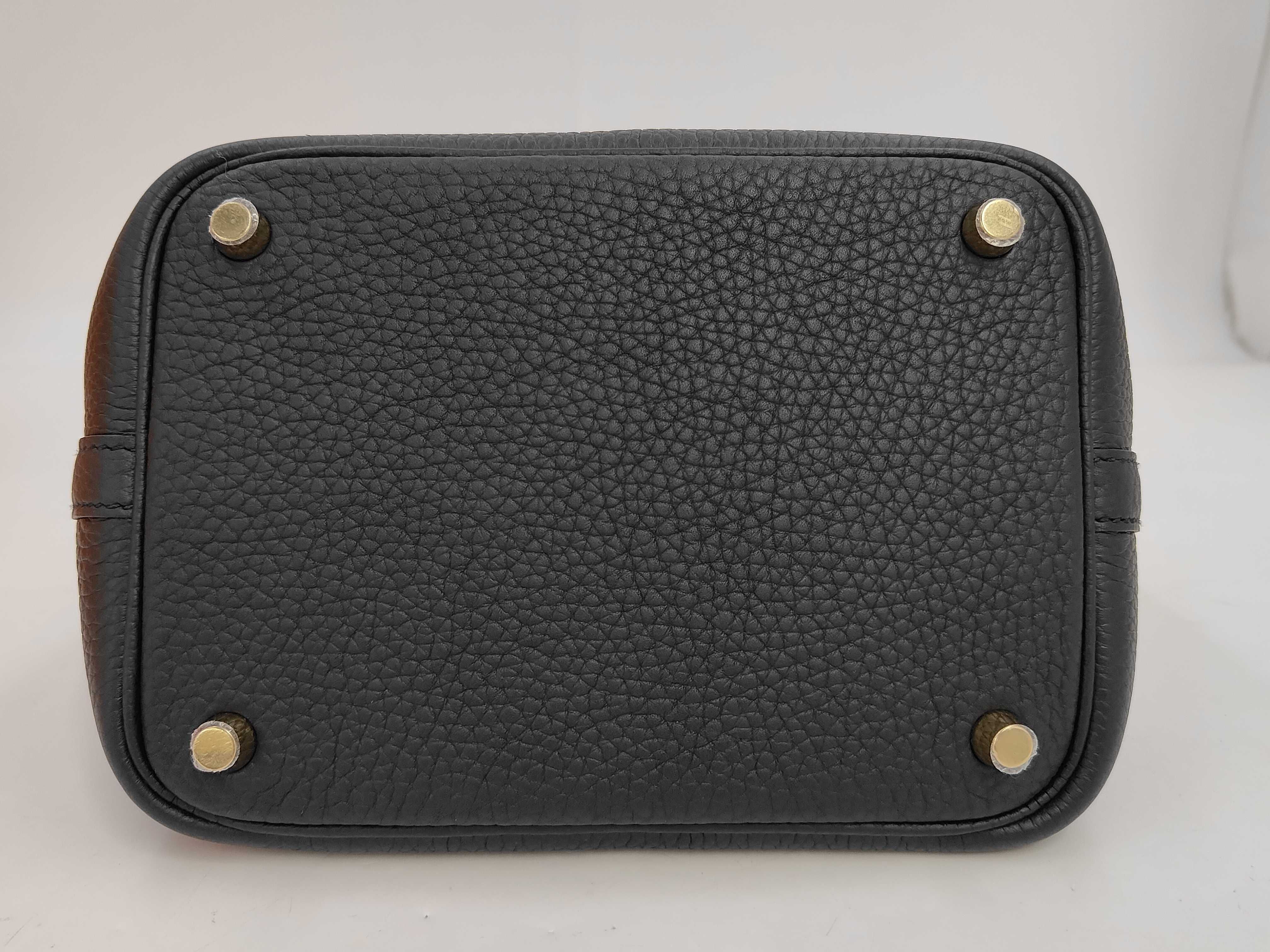 Picotin Lock PM Taurillon Clemence Leather Black Gold Hardware G Stamp Handbag — view 7