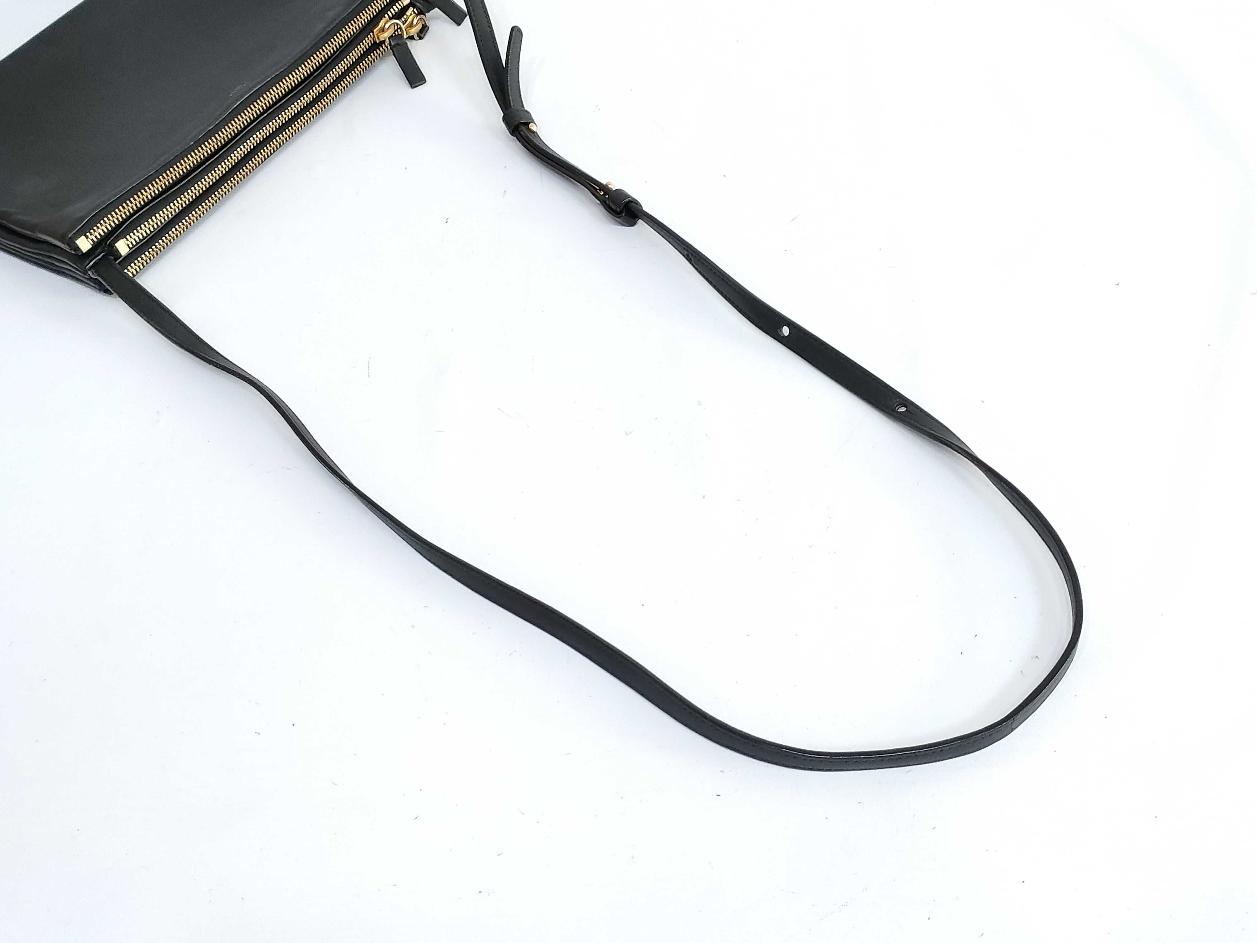 Trio Leather Shoulder Bag, Black with Gold Hardware — view 3