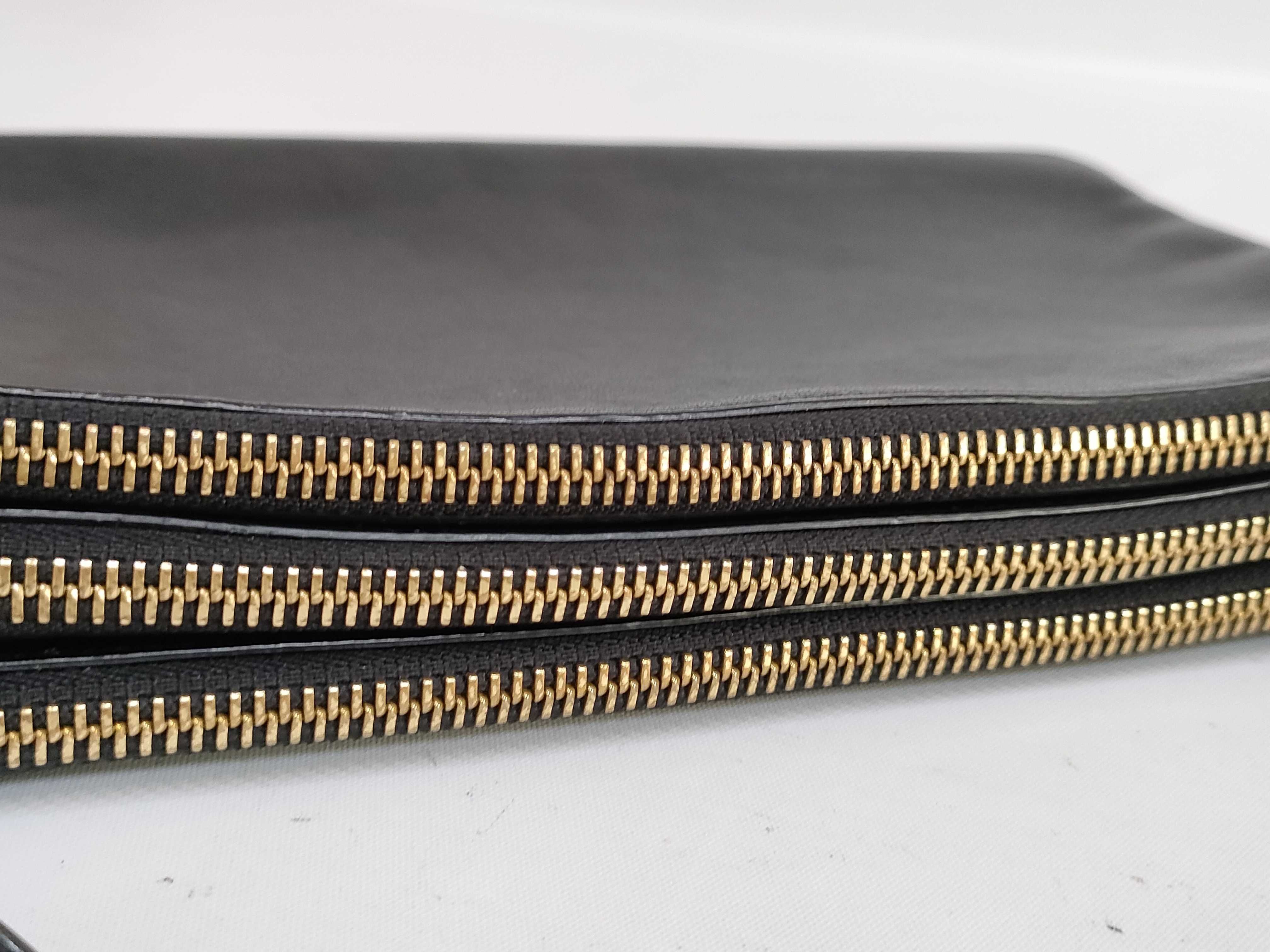 Trio Leather Shoulder Bag, Black with Gold Hardware — view 6