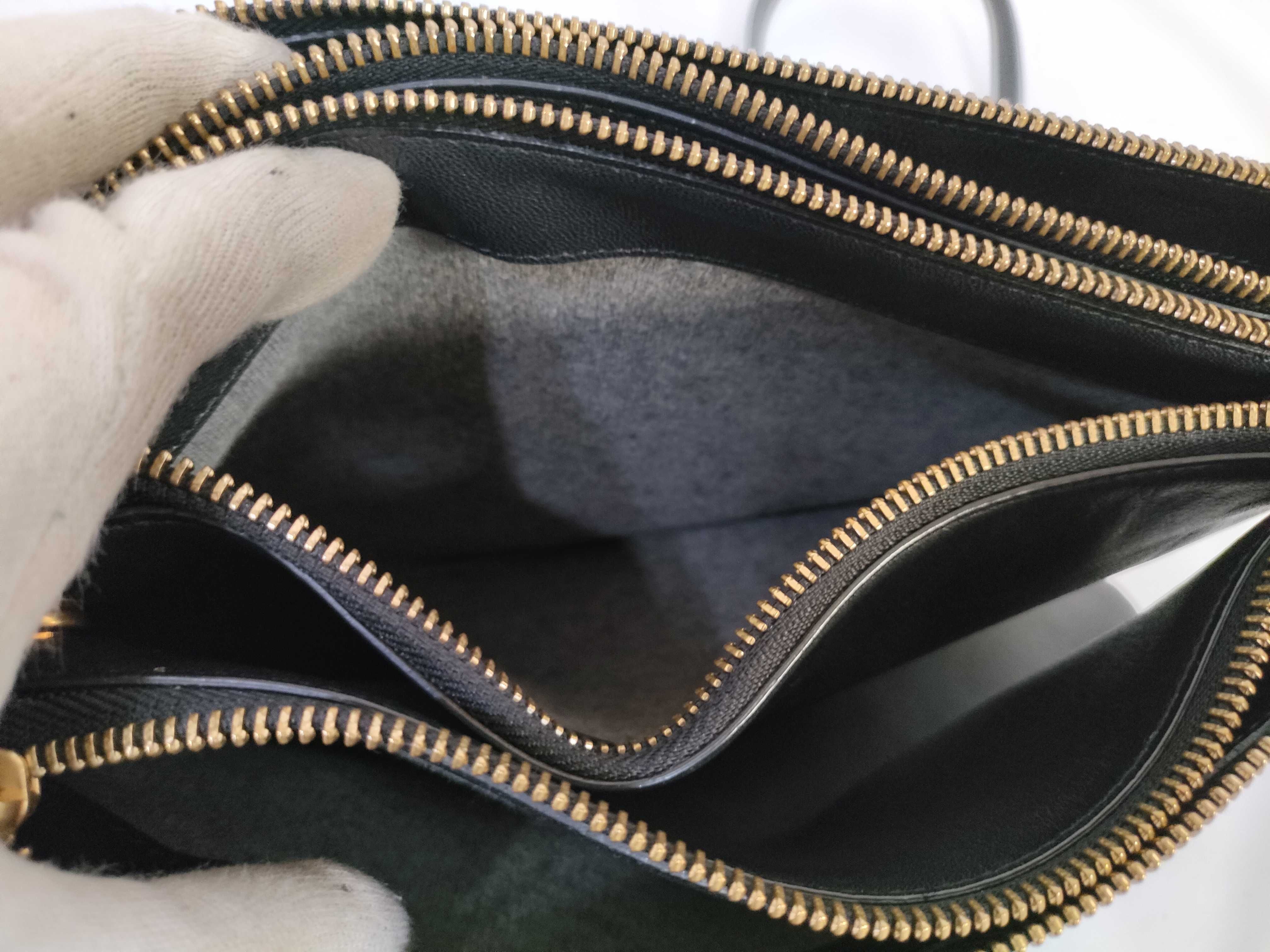 Trio Leather Shoulder Bag, Black with Gold Hardware — view 10