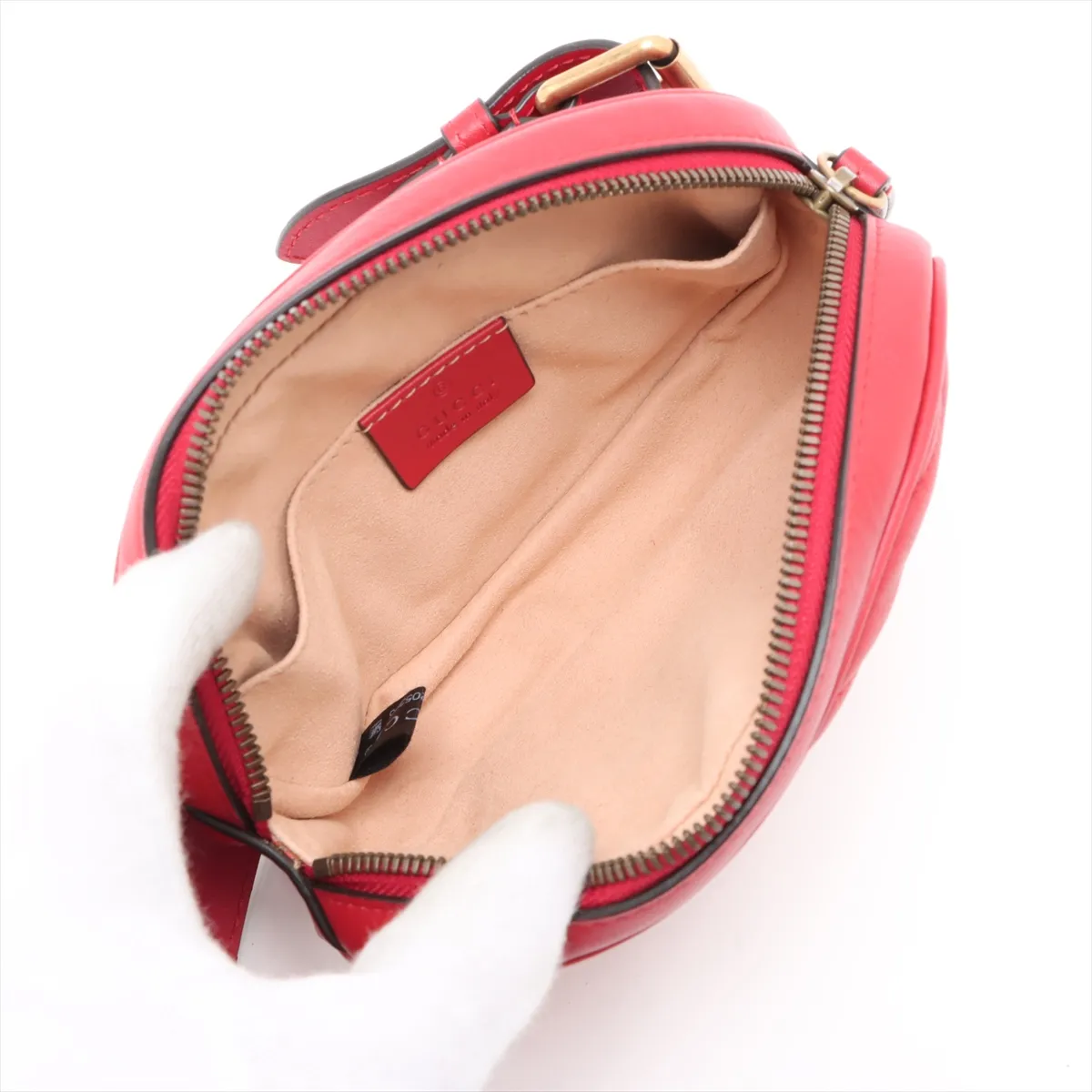 GG Marmont Leather Waist Pouch Red 476434 — view 3