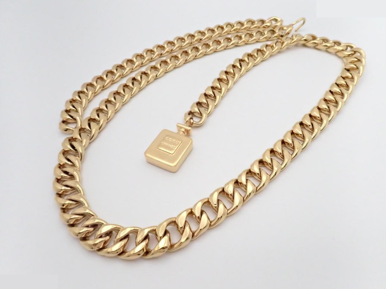 Perfume bottle chain belt with engraving, approximately 90cm in length. — view 2