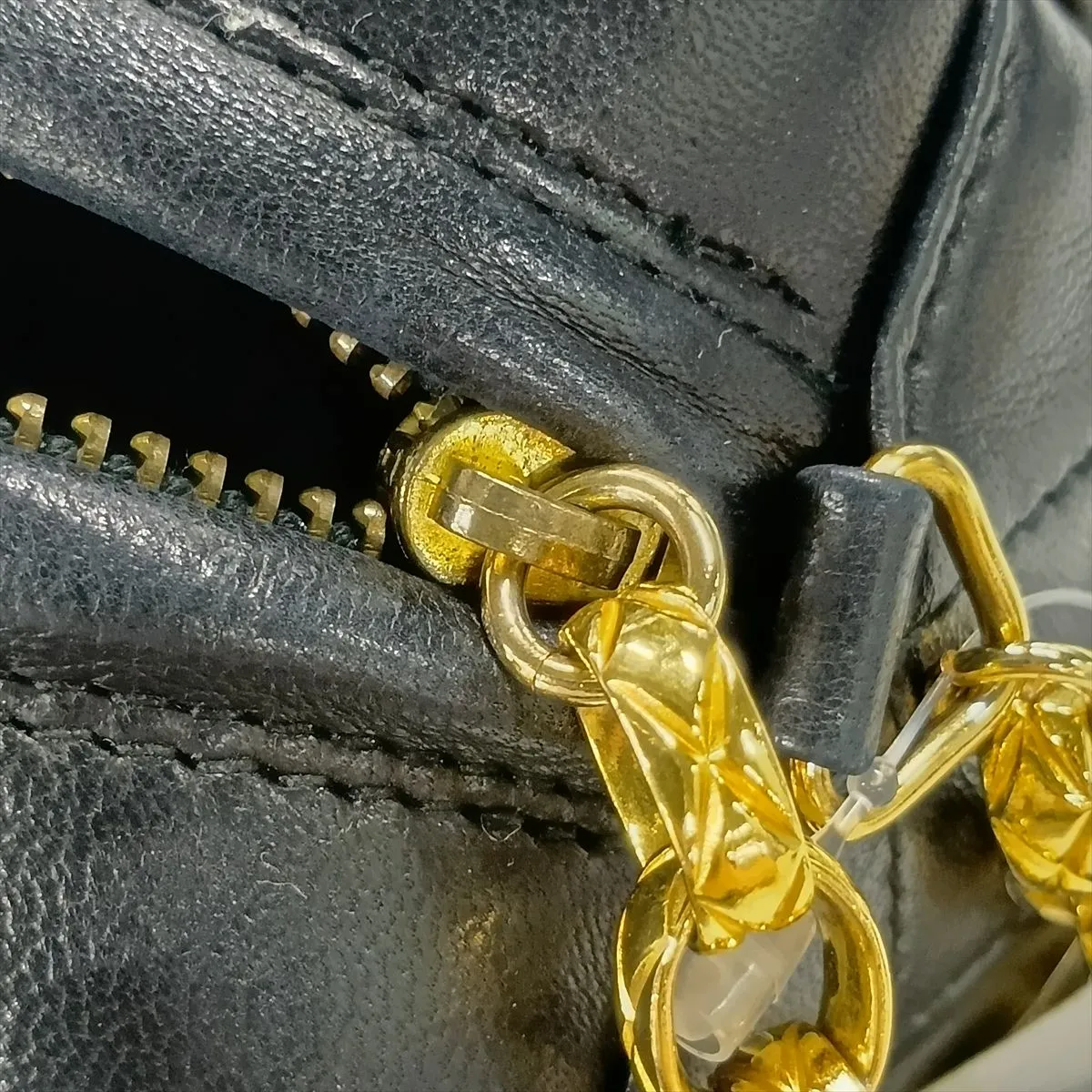 Matelassé Lambskin Chain Shoulder Bag with Fringe, Black with Gold Hardware, Item No. 1850399 — view 13