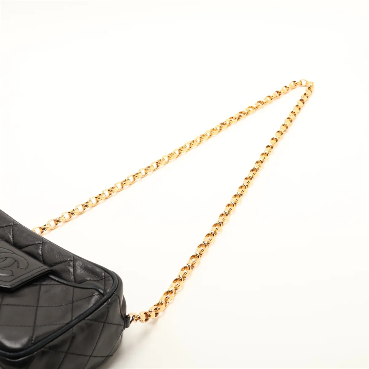 Matelassé Lambskin Chain Shoulder Bag with Fringe, Black with Gold Hardware, Item No. 1850399 — view 5