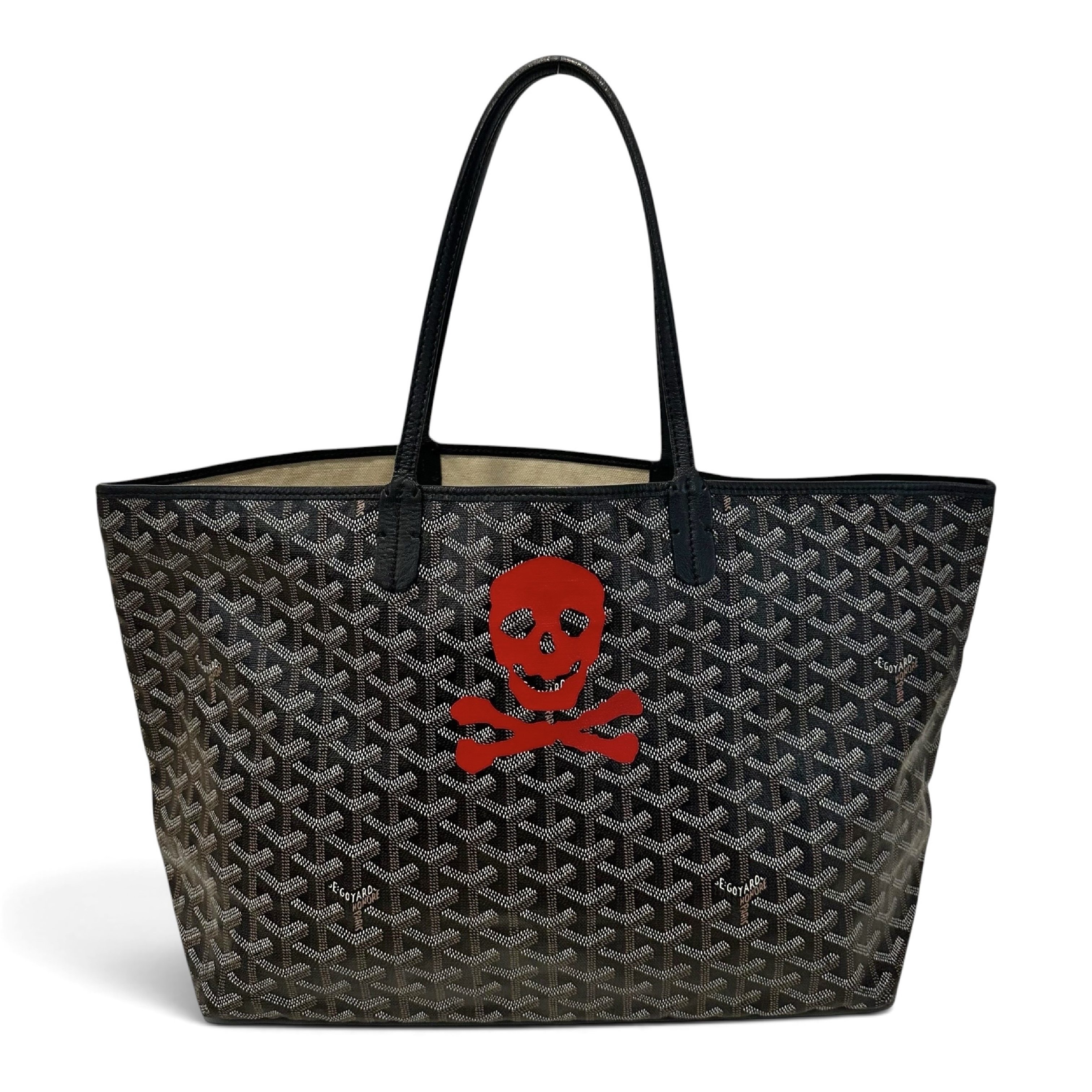 mastermind Saint Louis PM Tote Bag, Herringbone Print, Marquage, Black Tote Bag