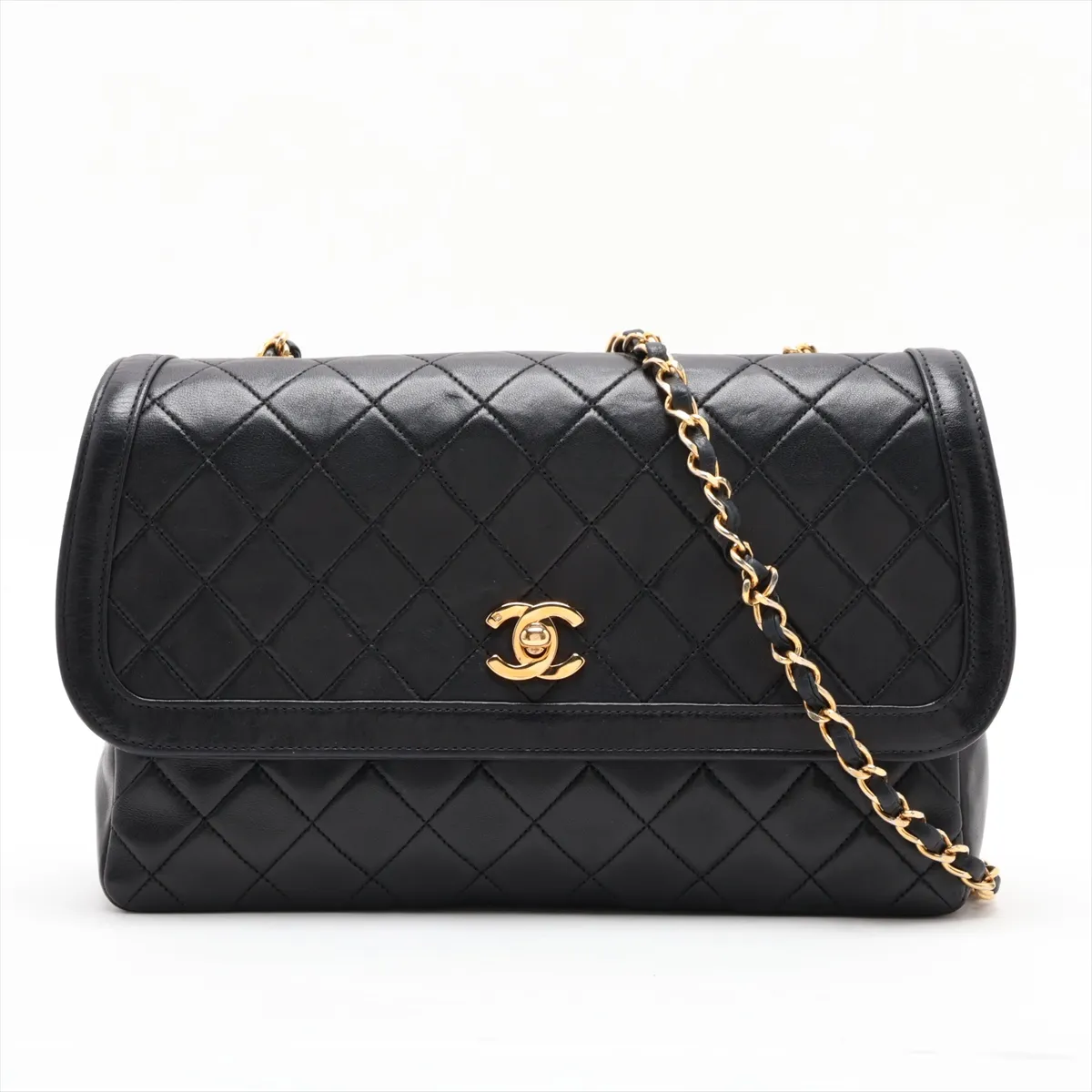 Matelassé Lambskin Single Flap Single Chain Bag, Black with Gold Hardware, Item No. 1574157 (Serial Number 1)