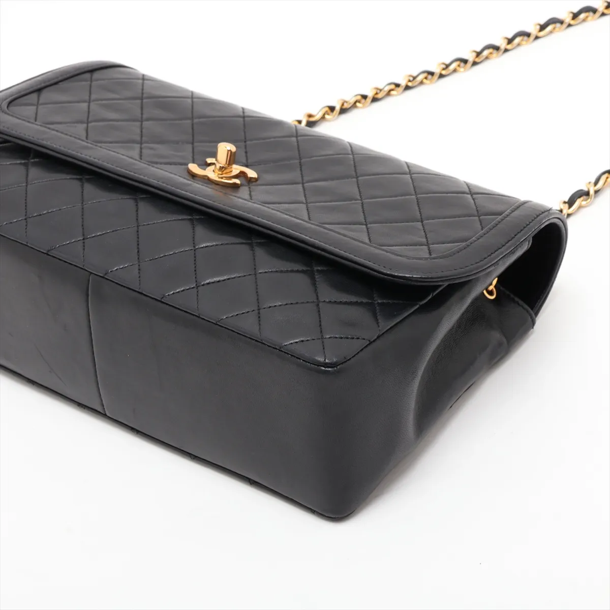 Matelassé Lambskin Single Flap Single Chain Bag, Black with Gold Hardware, Item No. 1574157 (Serial Number 1) — view 3