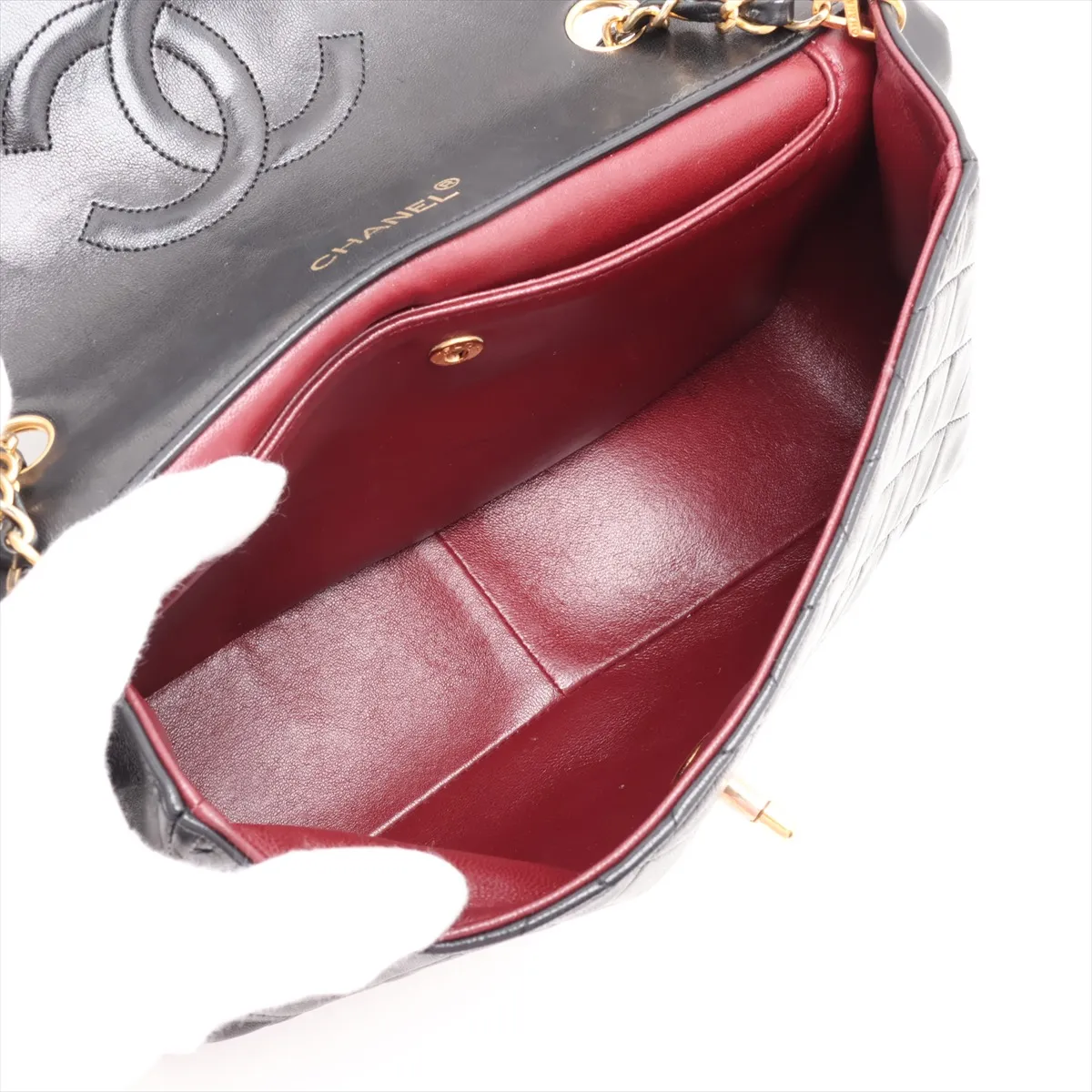 Matelassé Lambskin Single Flap Single Chain Bag, Black with Gold Hardware, Item No. 1574157 (Serial Number 1) — view 6