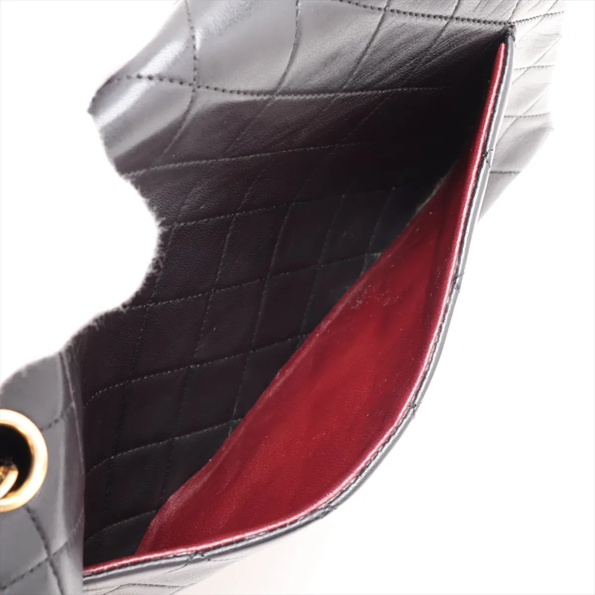 Matelassé Lambskin Single Flap Single Chain Bag, Black with Gold Hardware, Item No. 1574157 (Serial Number 1) — view 8
