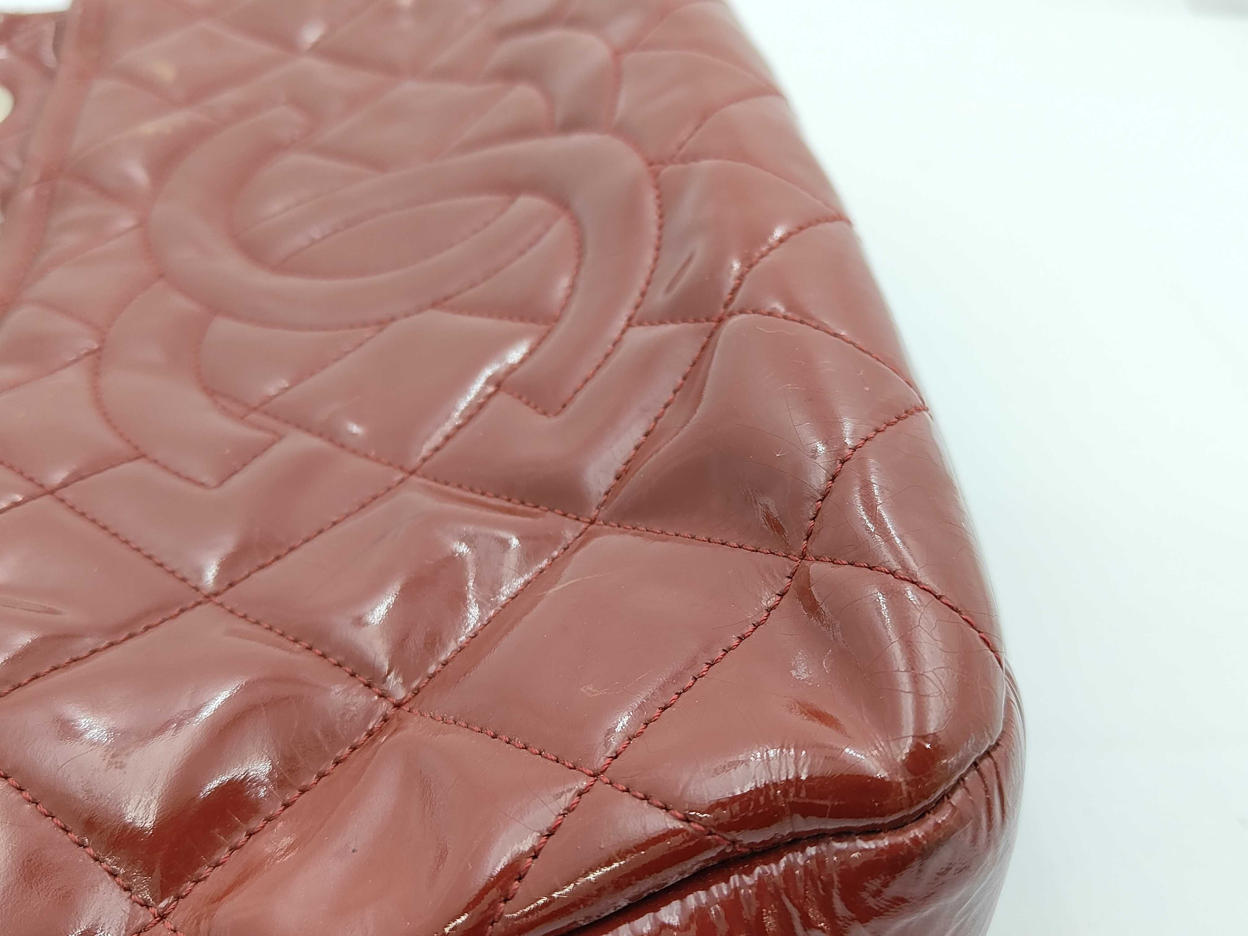 MY- Matelasse Patent Leather Chain Shoulder Bag Red Silver Metal Fitting Shoulder Bag — view 12