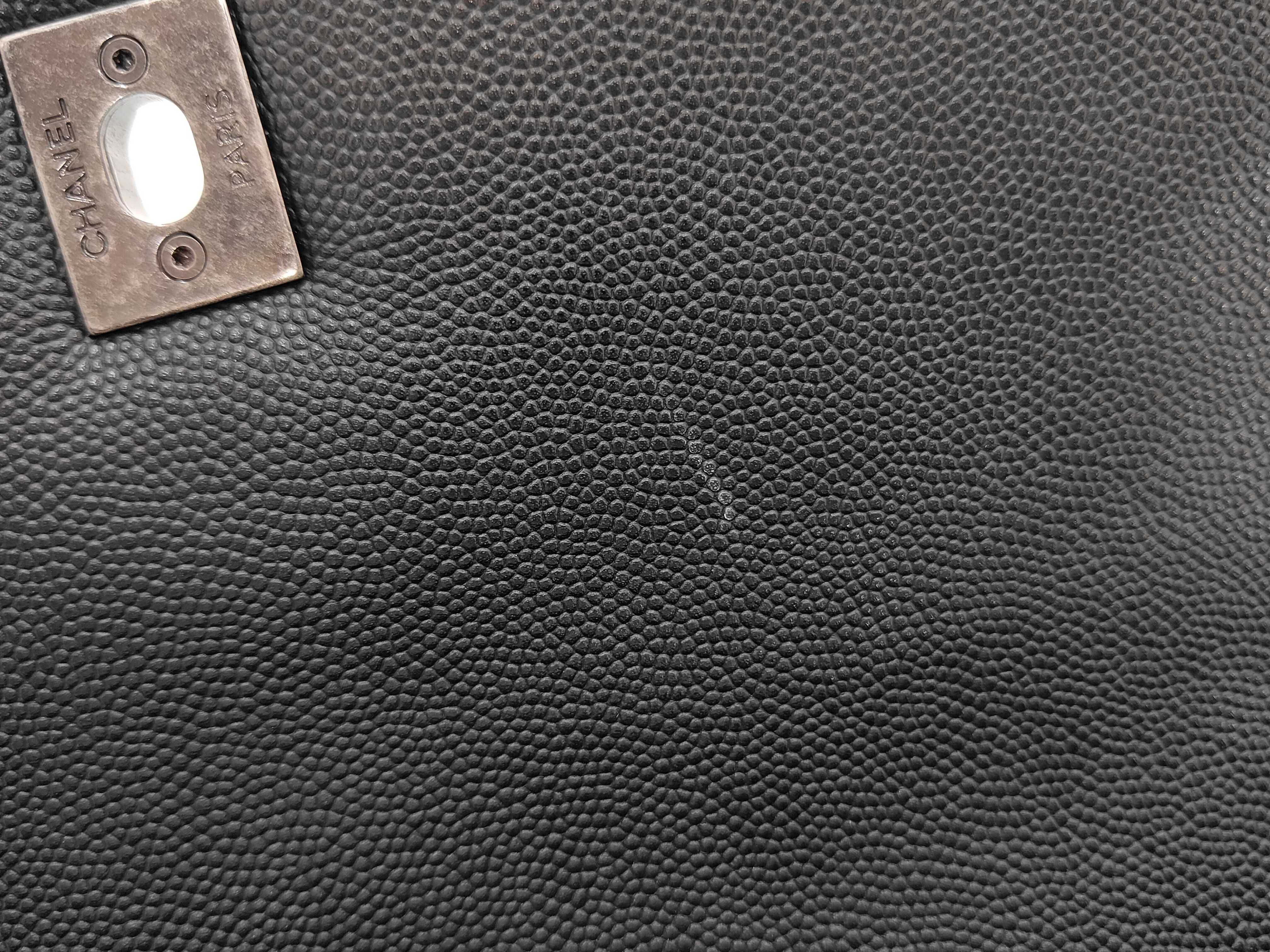 Unused, Stored Item A92992 Caviar Skin Coco Handle 33 2-Way Shoulder Bag Black Gunmetal Hardware with Original Seal — view 14