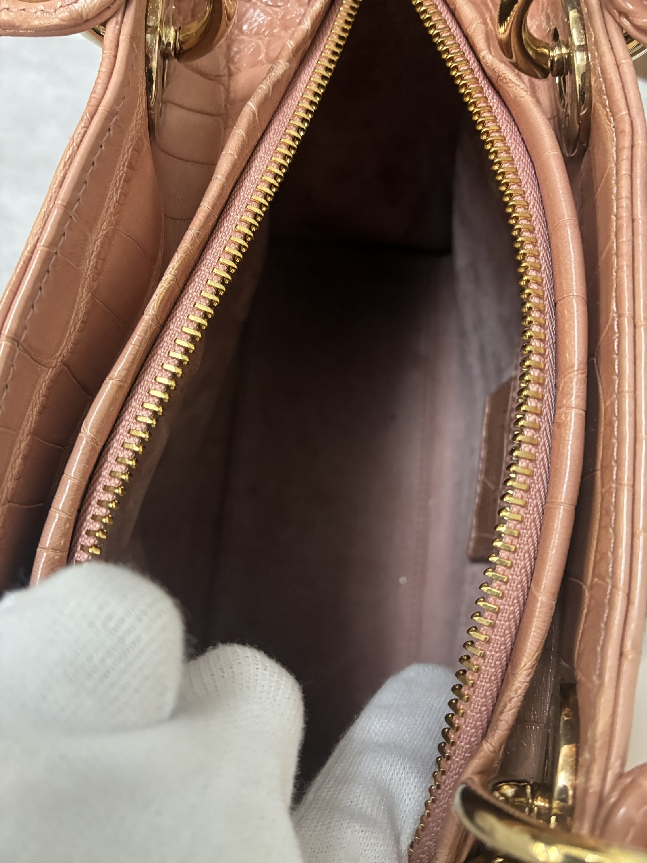 Lady Dior Medium Cocodile Pink Handbag — view 7