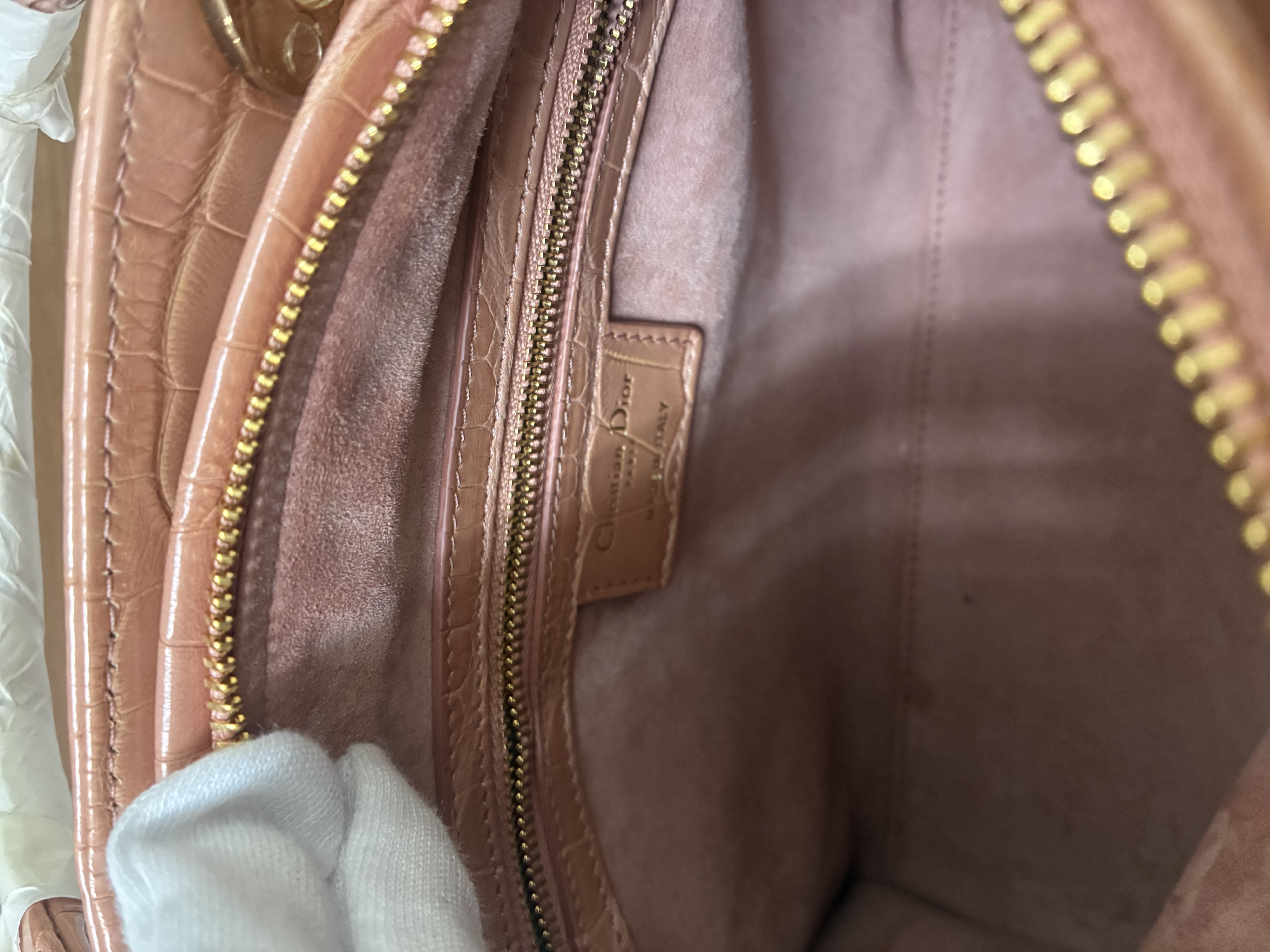 Lady Dior Medium Cocodile Pink Handbag — view 8