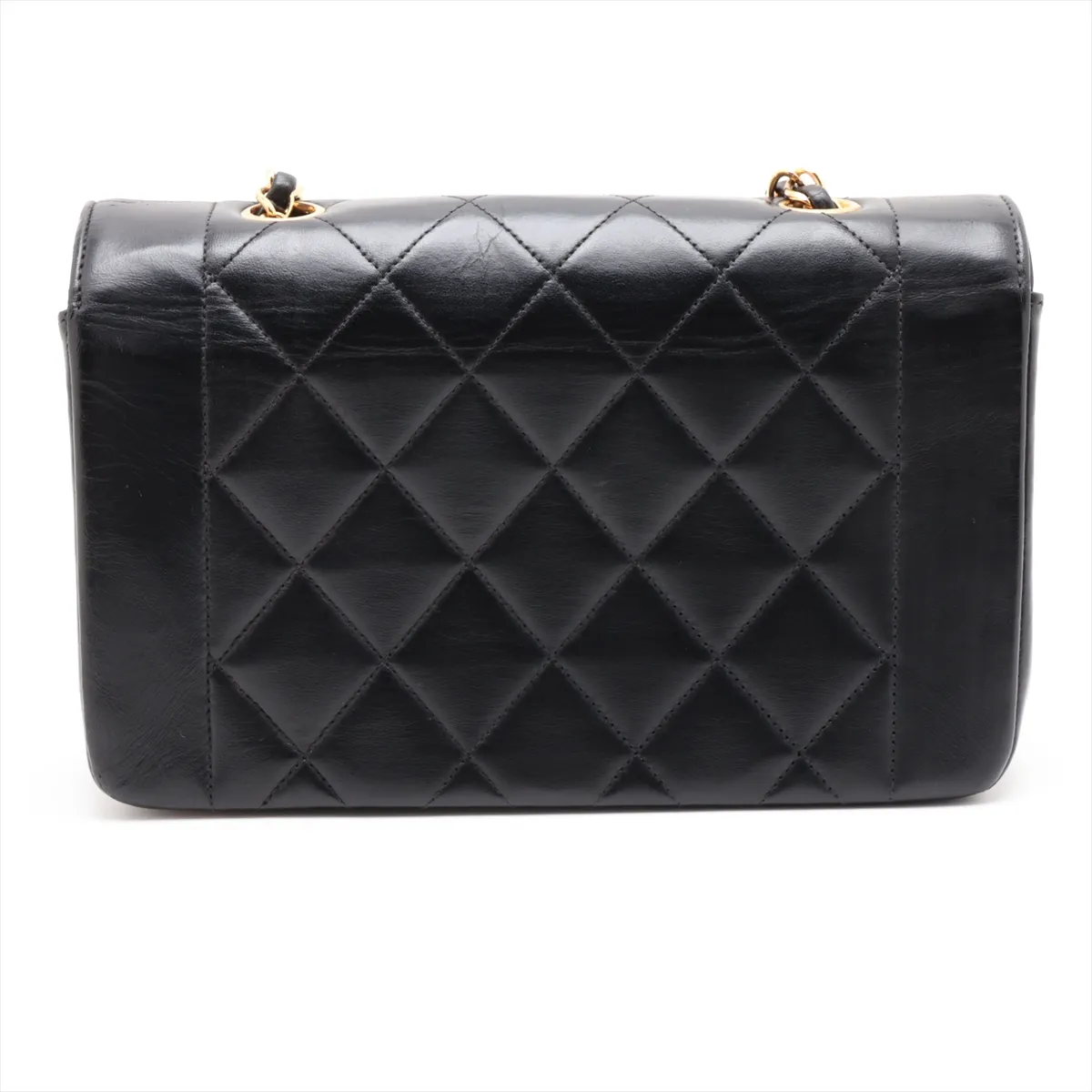 Matelassé Lambskin Single Flap Single Chain Bag, Diana Flap, Black with Gold Hardware, 3146744, Series 3 — view 2
