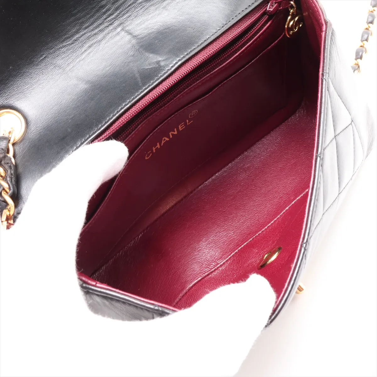 Matelassé Lambskin Single Flap Single Chain Bag, Diana Flap, Black with Gold Hardware, 3146744, Series 3 — view 6