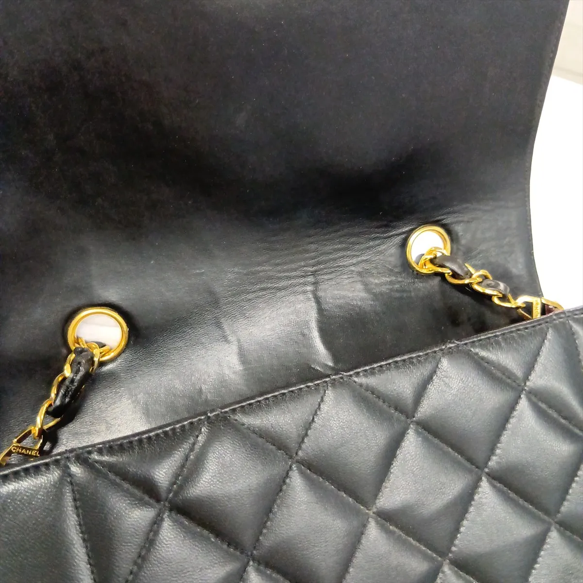 Matelassé Lambskin Single Flap Single Chain Bag, Diana Flap, Black with Gold Hardware, 3146744, Series 3 — view 10